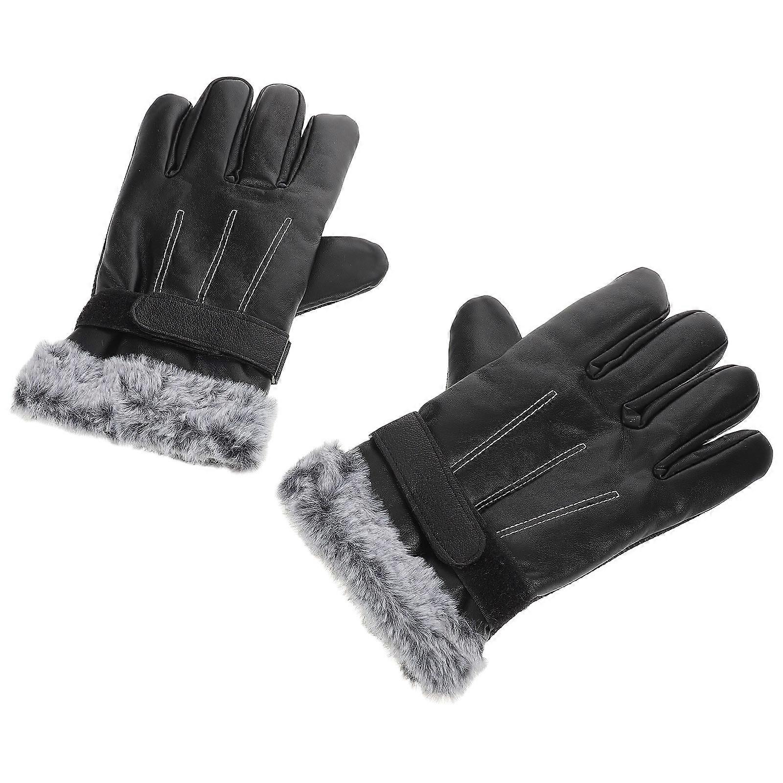 Warm Winter Ski Gloves for Men and Women Black Waterproof PU Cloth Nonslip Design Ideal for Cold Weather Outdoor Activities