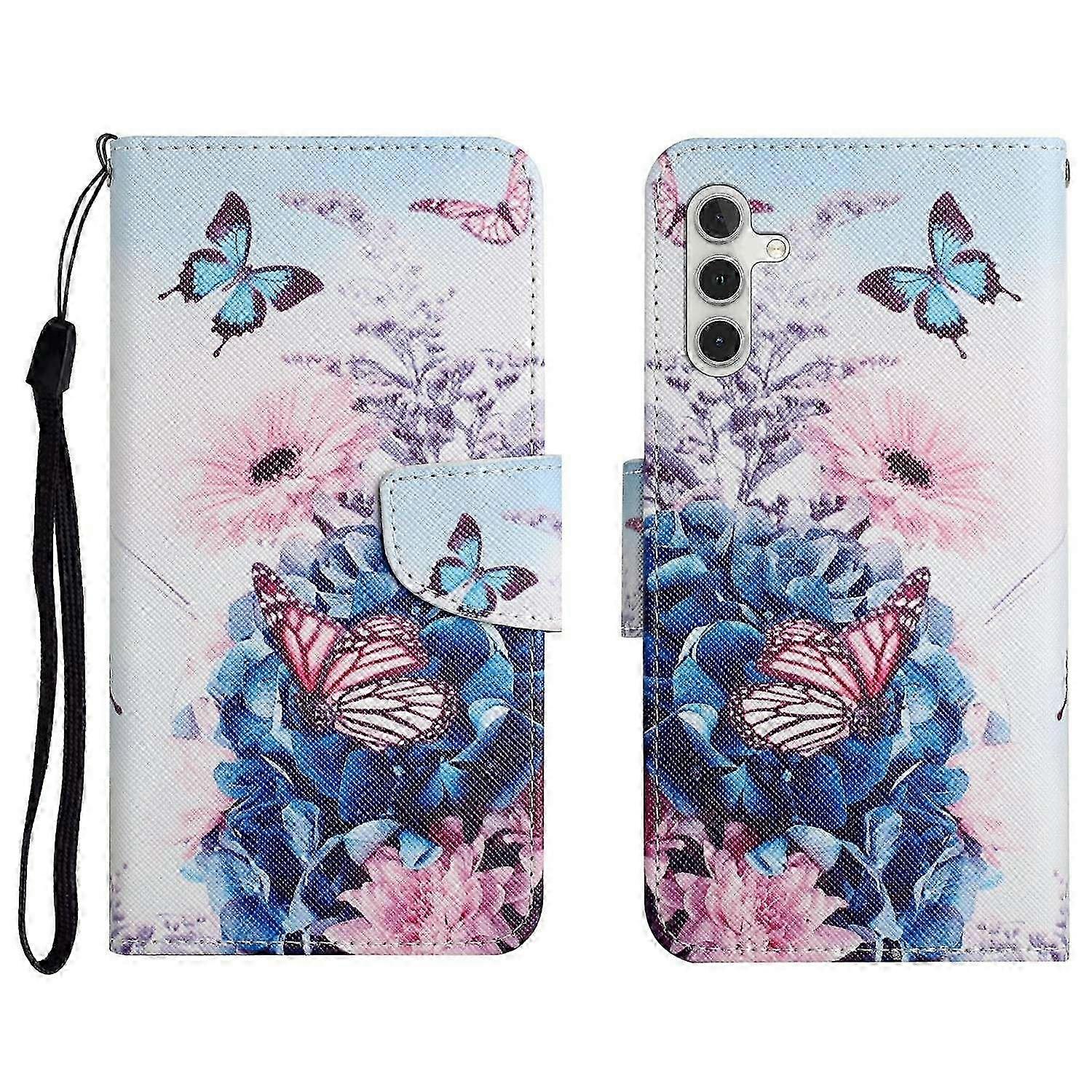 Pattern Printed Protective Phone Case with Wrist Strap for 5G Smartphones