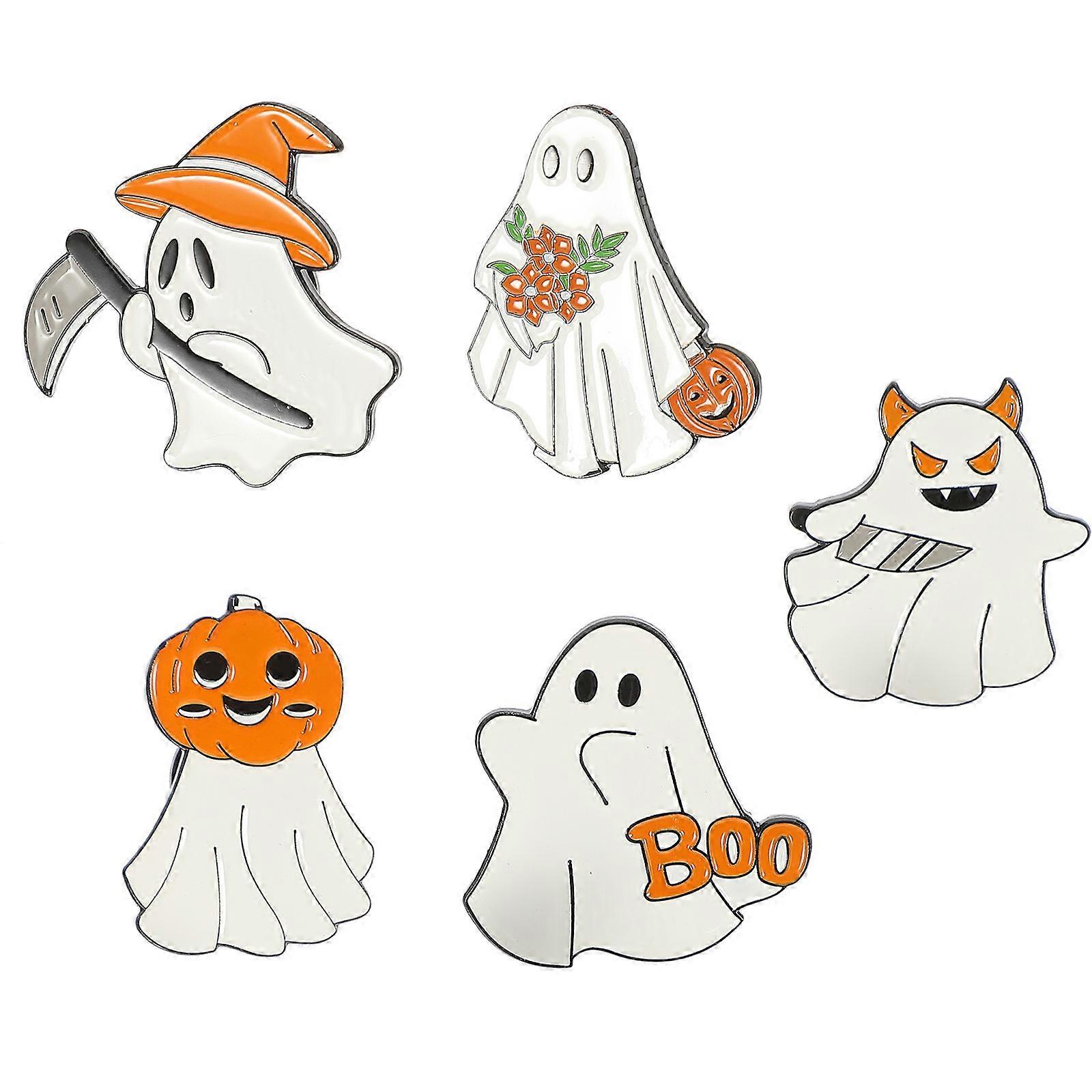 Ghost Brooches Skull Mask Halloween Brooch Pin for Use 5Pcs Assorted Color