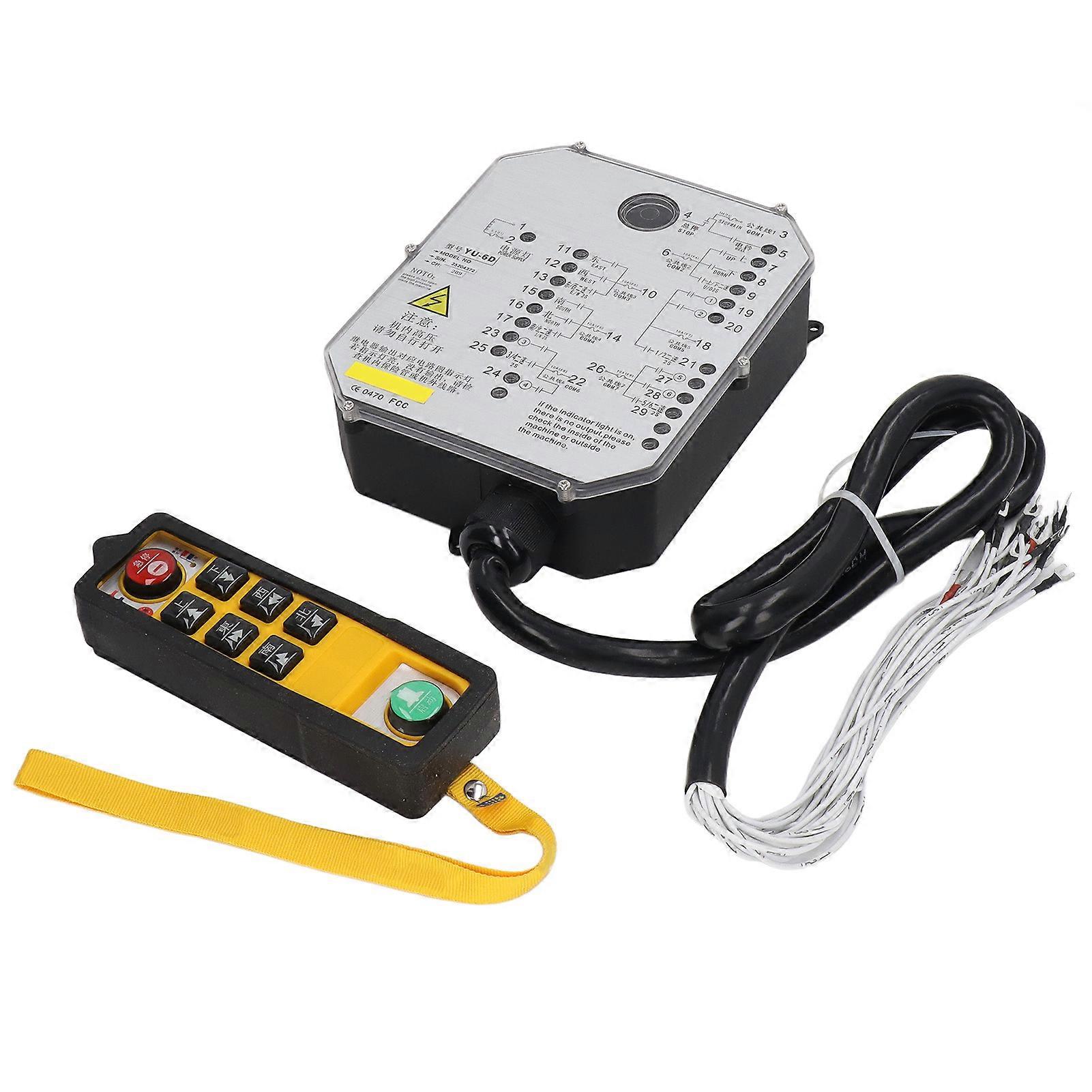YU 6D Single Handle Industrial Crane Remote Controller Set AC 220V