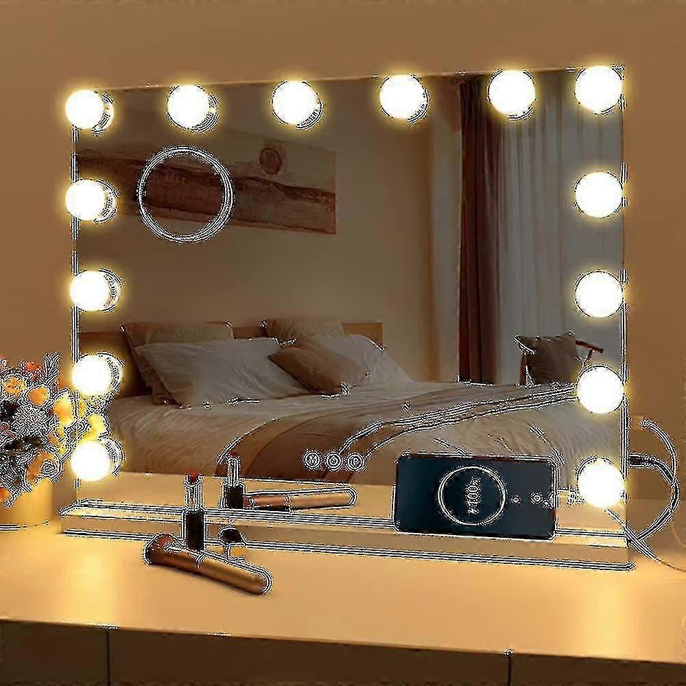 2025 Hollywood Mirror Usb Makeup With Lights Lighted 10 Bulbs 3 Lighting Modes Tabletop Wall Mounted Cosmetic Mirror Lights