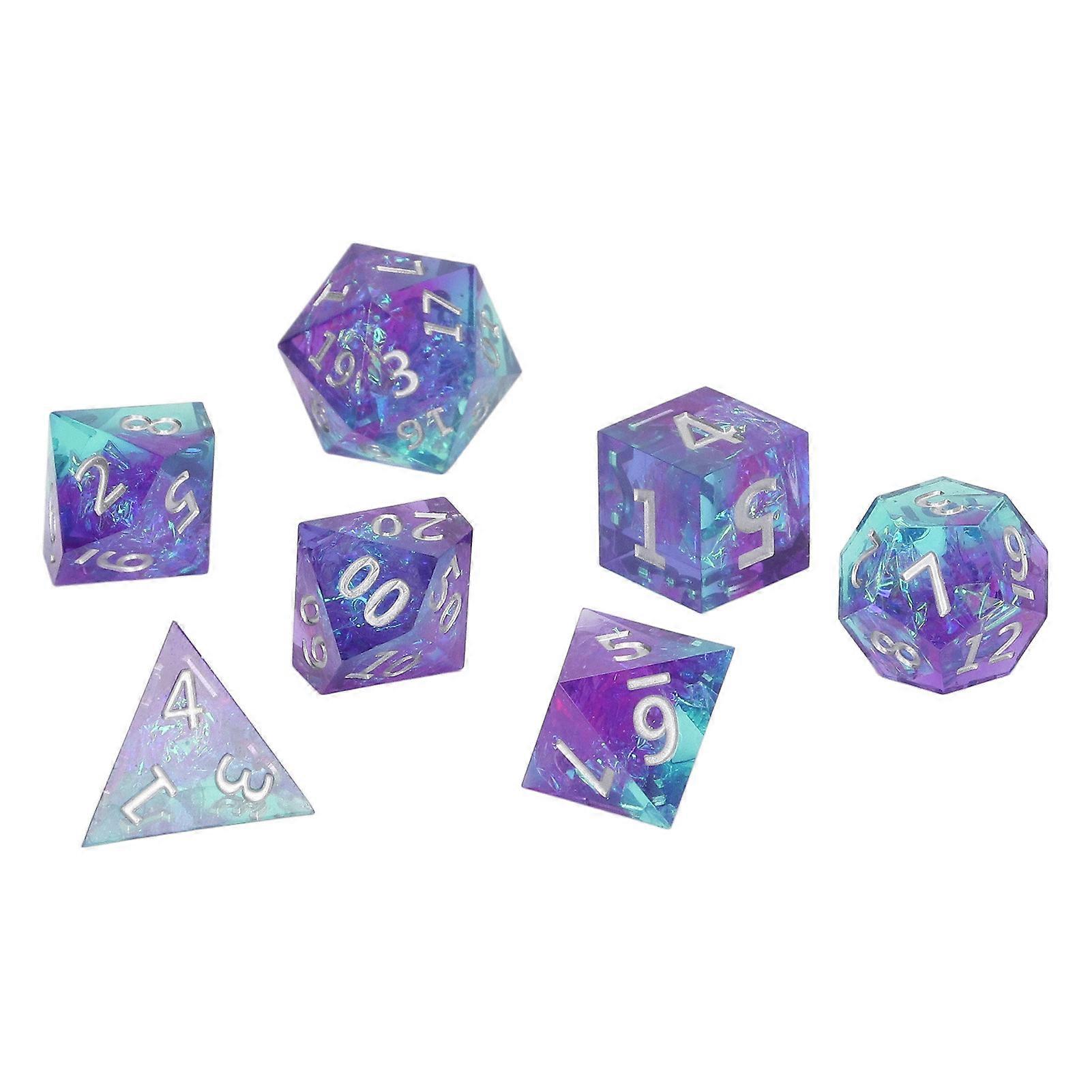 7pcs Epoxy Resin Polyhedral Dice Set for RPG Holiday Party