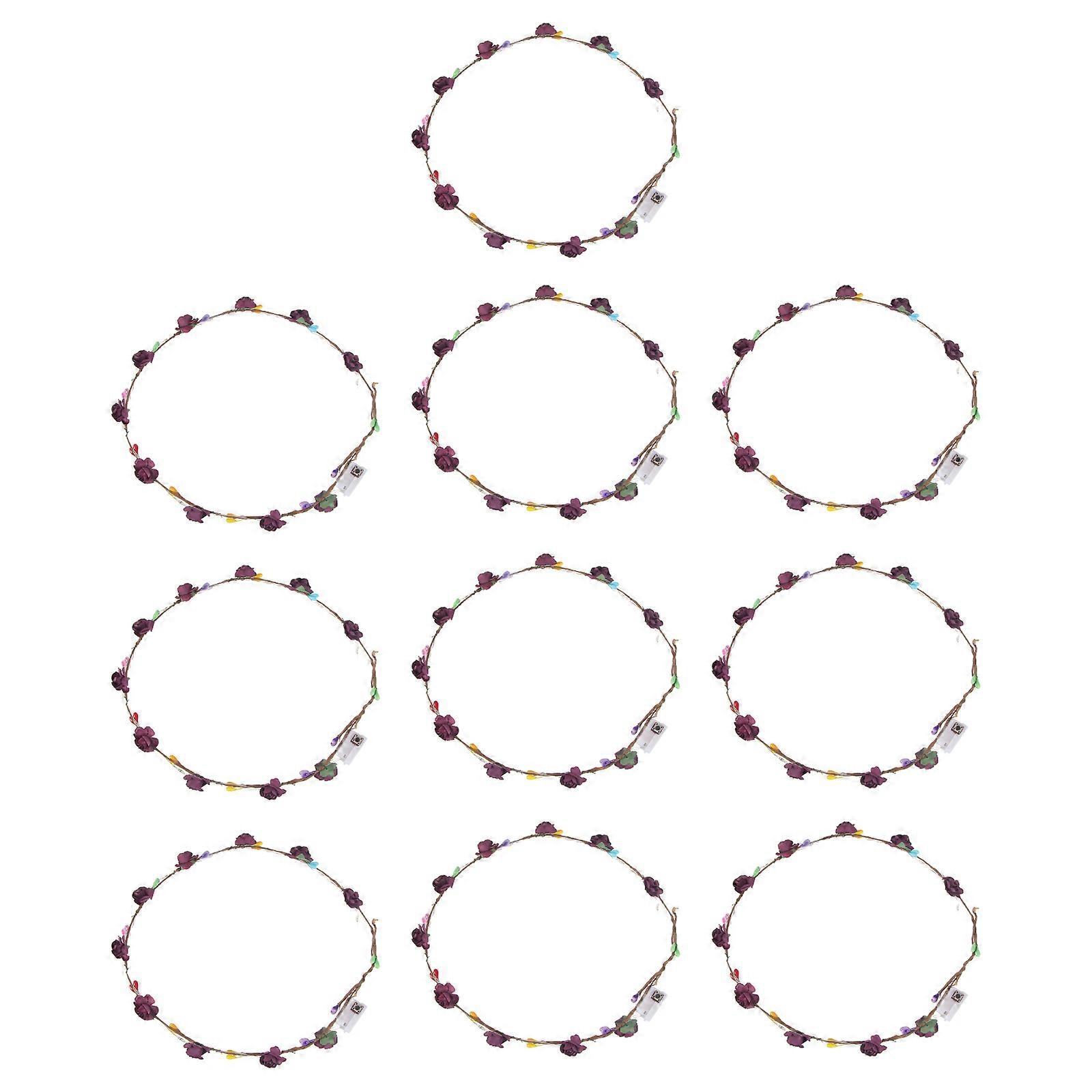 Purple Adjustable Headband with LED Floral Wreath Garland for Parties and Events 1 Piece