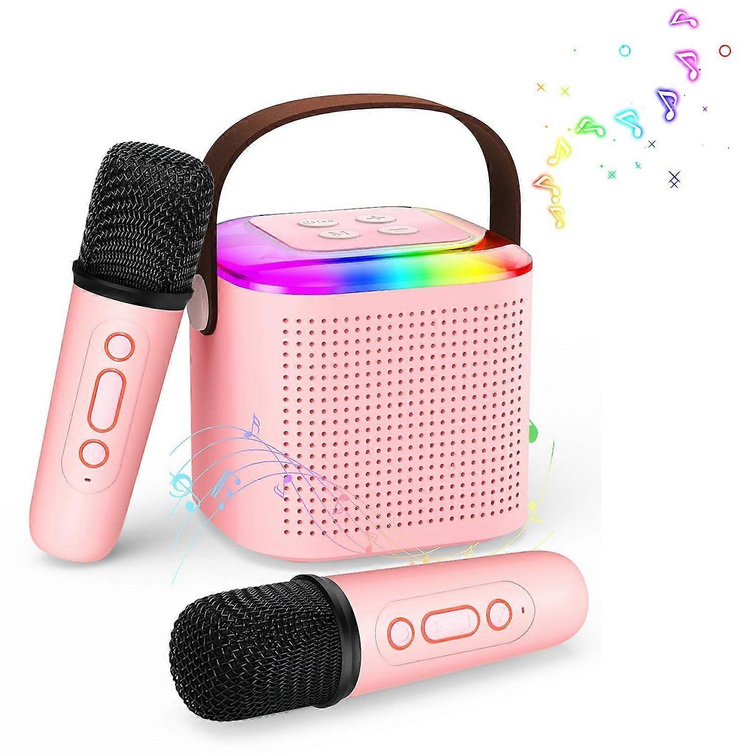 Mini Karaoke Machine for Kids Adults with Portable 5.3 Bluetooth Speaker, Karaoke Machine with 2 Wireless Microphones for Home Party, Outdoor, Birthda