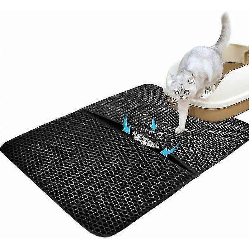 Double Layer Foldable Waterproof Cat Litter Box Honeycomb Design Size L