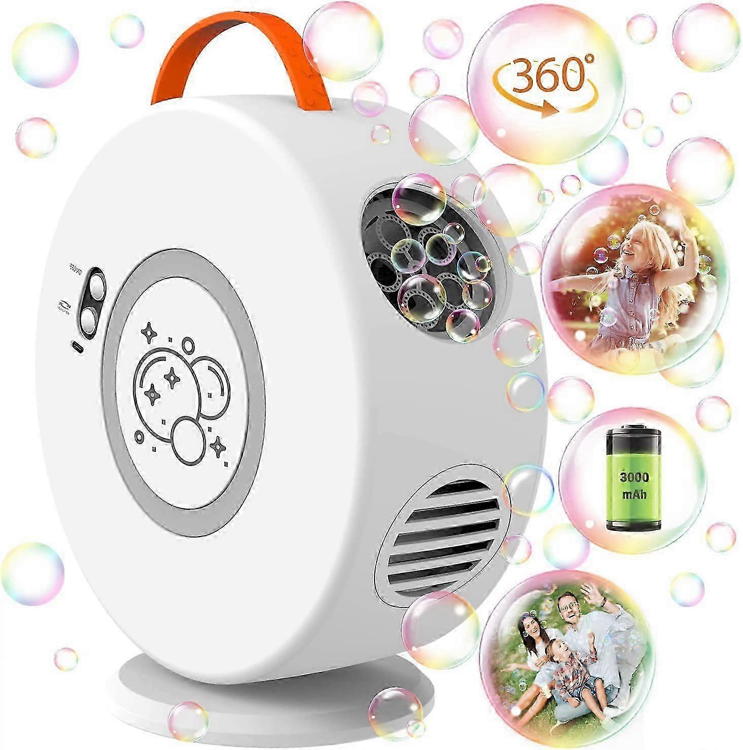 Bubble Machine Automatic Bubble Blower for Kids Toddlers Rechargeable Battery Portable Bubble Maker Electric Bubble Machine Auto Rotating 90/360 Outdo