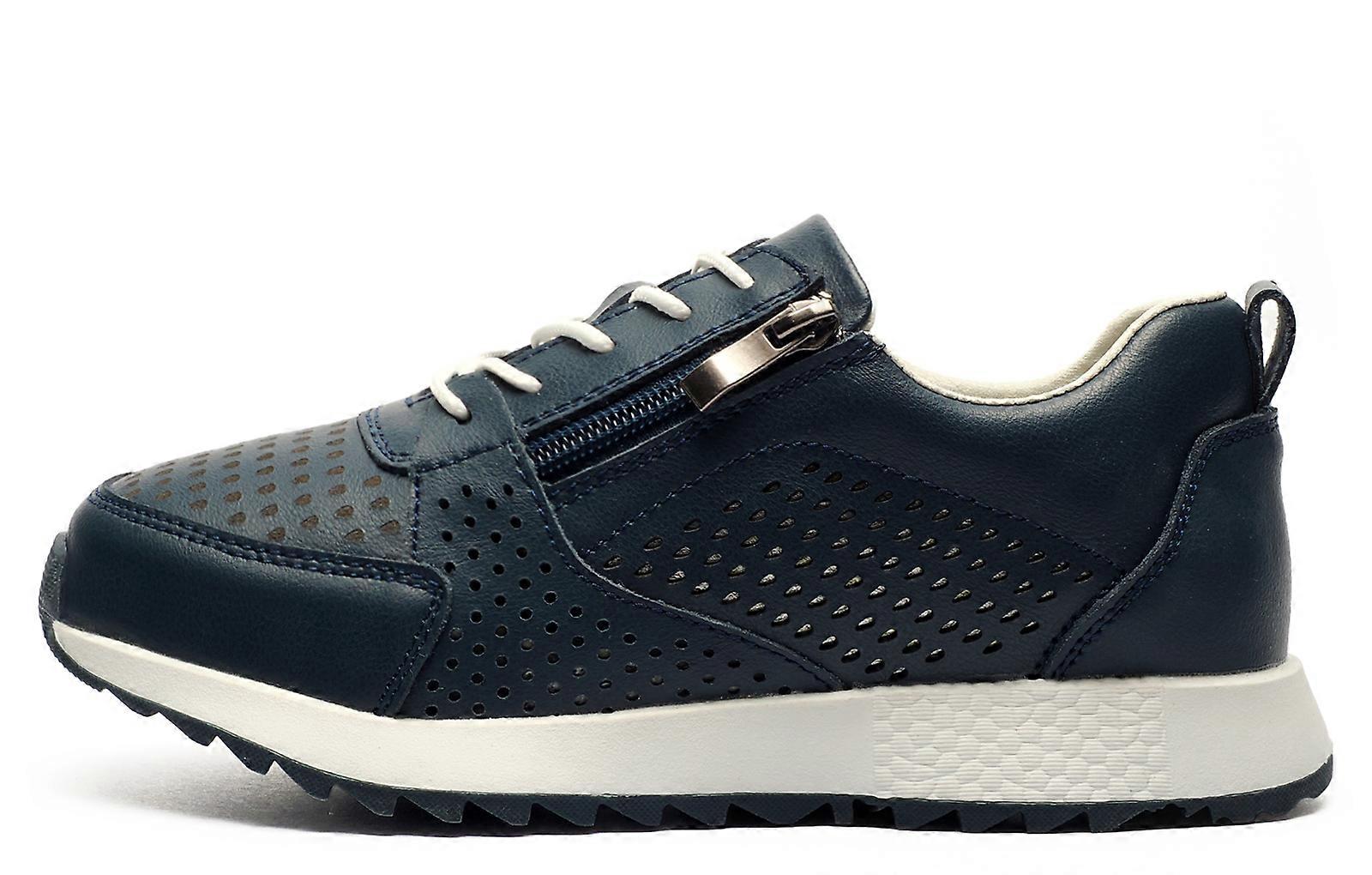 Fleet & Foster June Leather Trainers Navy