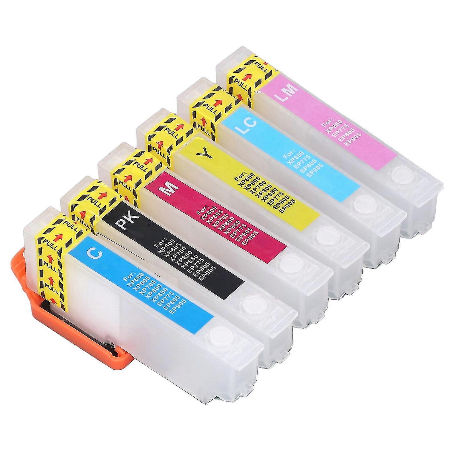 6 Pcs Ink Cartridge Reusable Black Cyan Magenta Yellow Light Cyan Light Magenta Printer Refill Ink Cartridge Replacement 2025