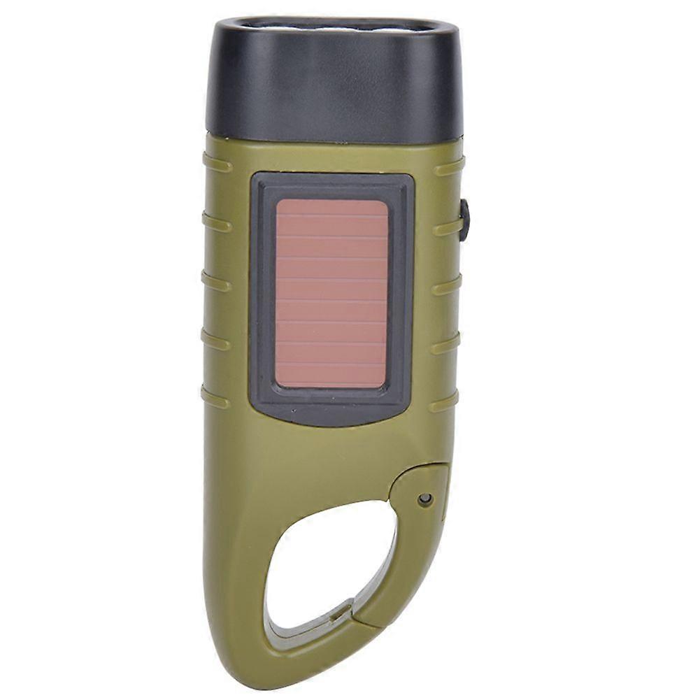 AT5503 ABS Plastic Solar Hand Crank Flashlight Emergency LED Portable Torch for Climbing CampingGreen