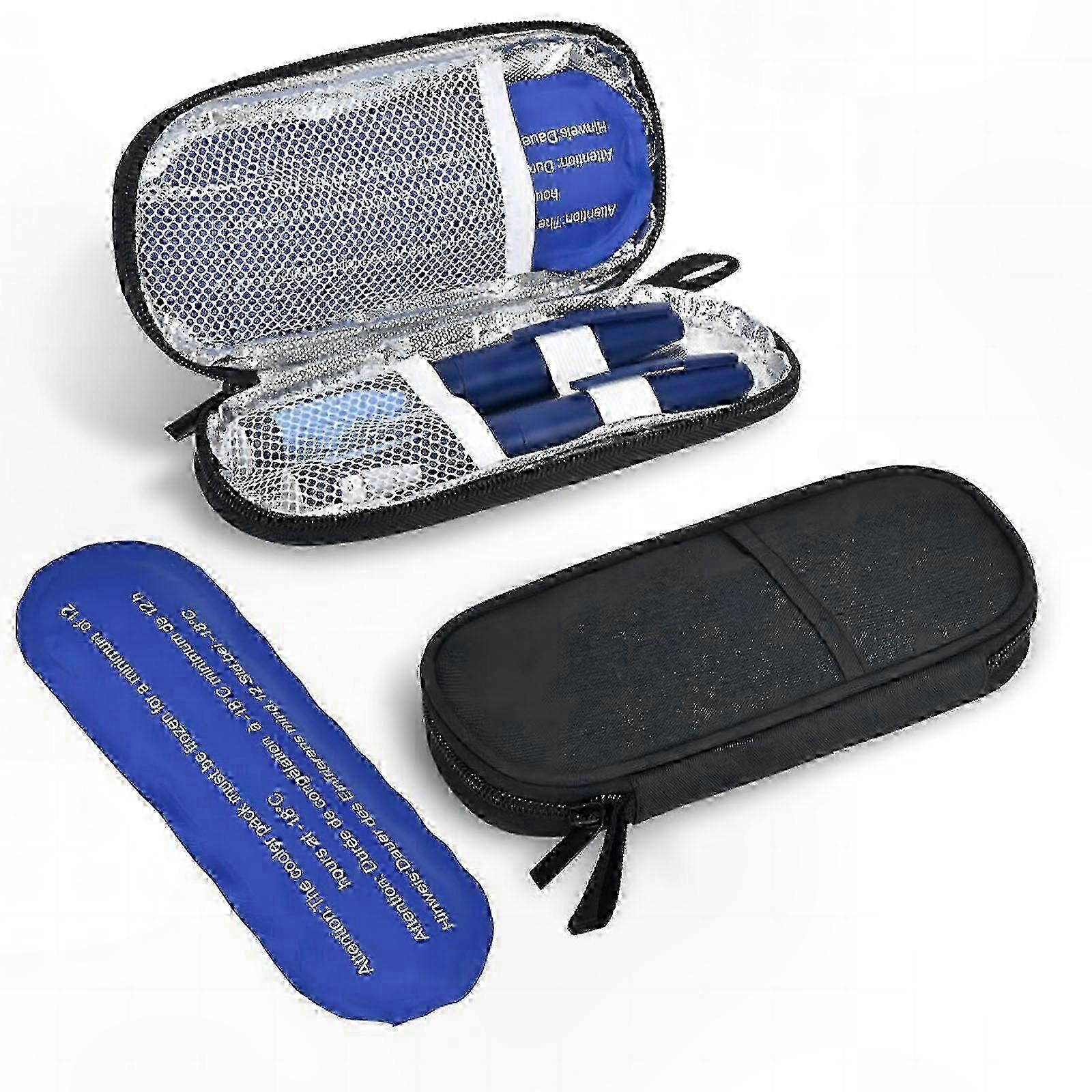 Portable Insulin Cooler Bag with TSA-Approved Ice Packs, Leather Insulated Medication Case for Travel, Compact Diabetic Cooling Pouch