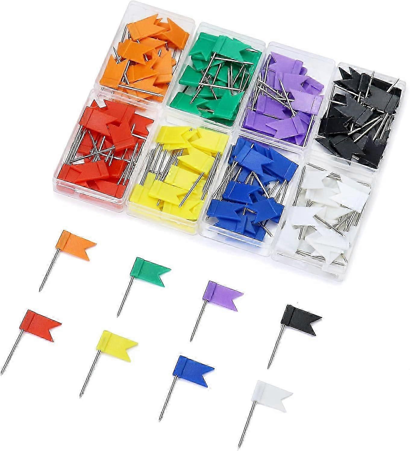 160 Pcs Multicolored Map Pins, Flag Push Pins Map Tacks with Steel Point for Pinboards and Maps at Home Office School 8 Assorted Colors