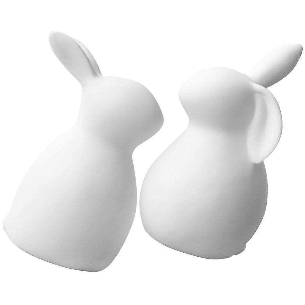 White Ceramic Rabbit Statues for Desktop Decor 10Pcs Bunny Figurines