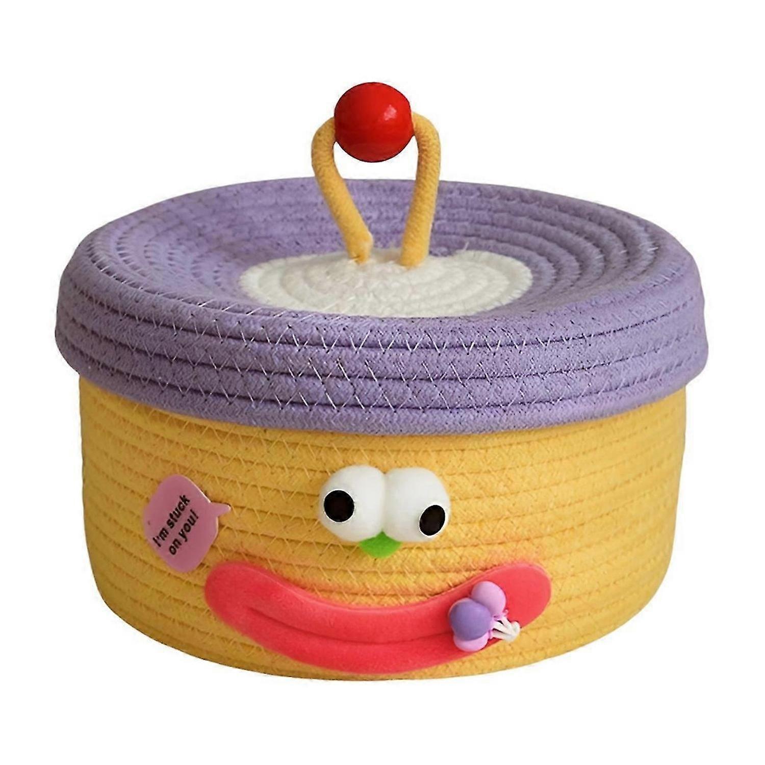 Desktop Storage Basket with Lid Woven Snack Storage Basket C