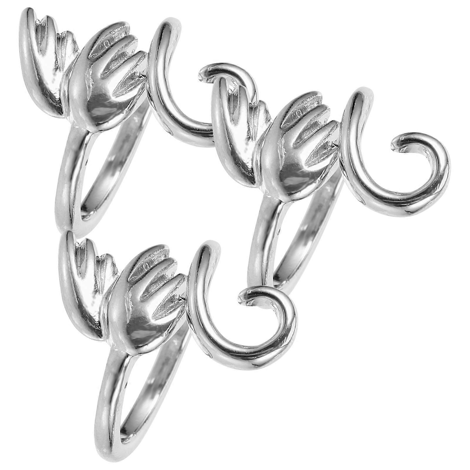 Knitting Rings for Yarn Crochet Ring for Finger Adornment Silver Alloy for Weaving Projects 3Pcs