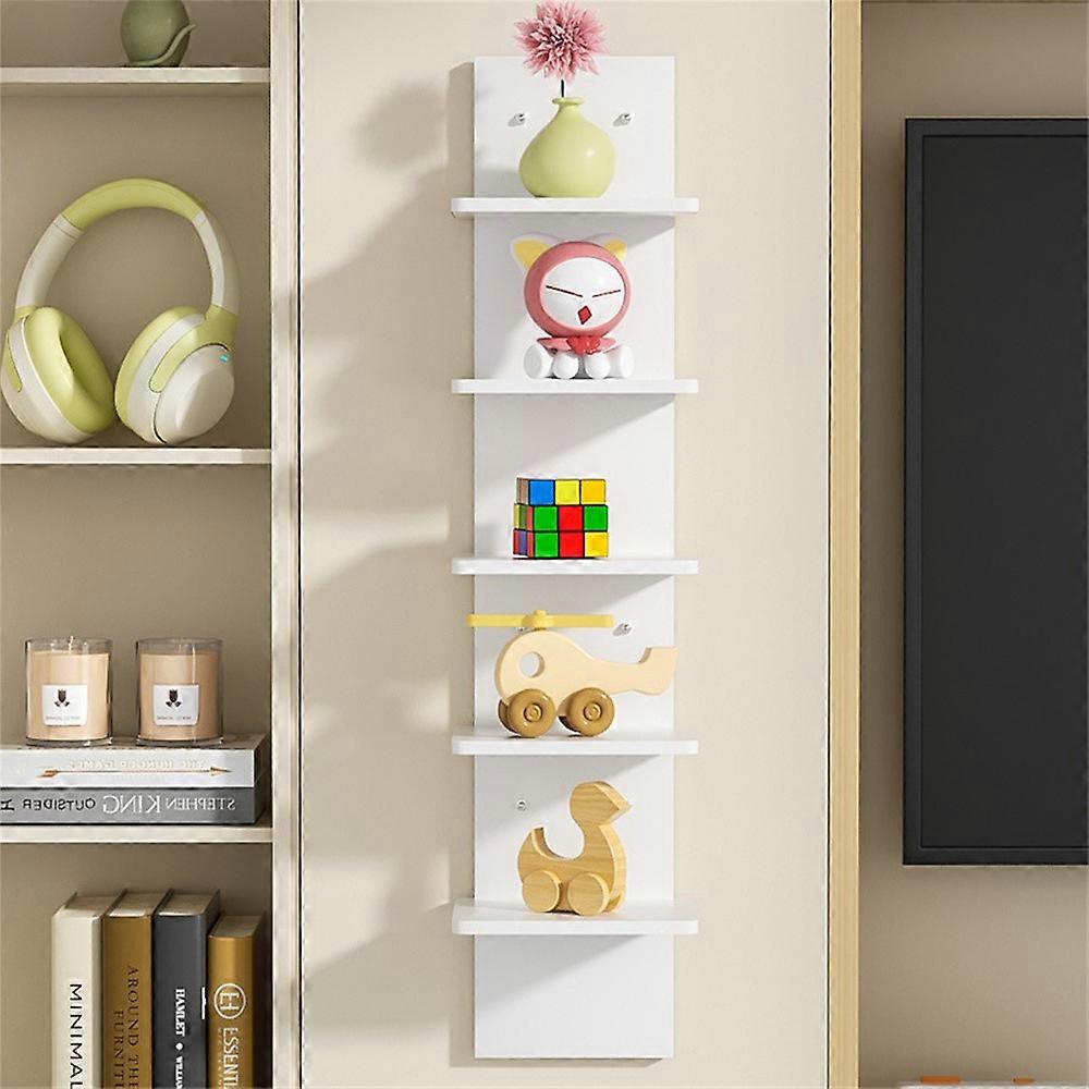 5-Tier Wall Mount Shelf Storage Rack Vertical Bookshelf Display Organizer for Home Decor