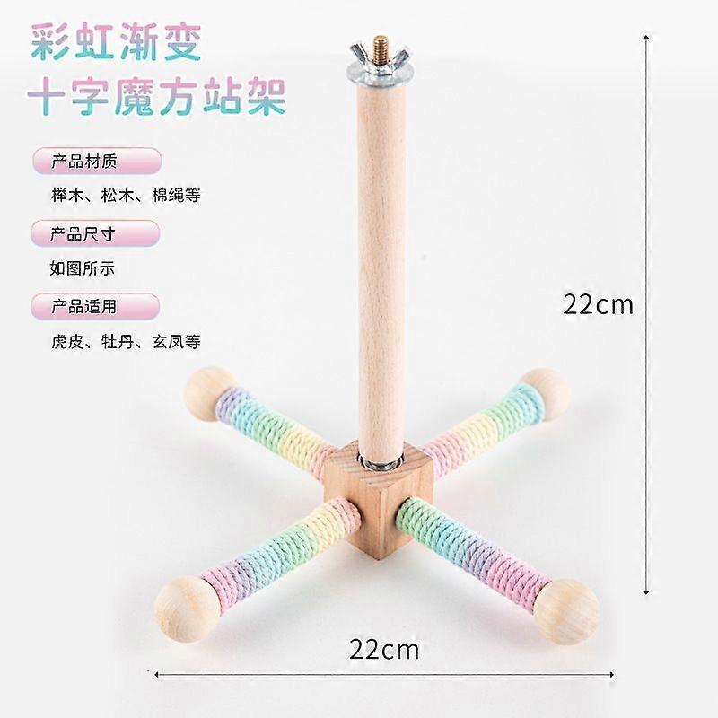 Bird Stand Perch Toy, 360 Rotating Bird Perch Toy Cage Accessories Interactive Spinning Parakeet Wooden Exercise Wheel Parrot