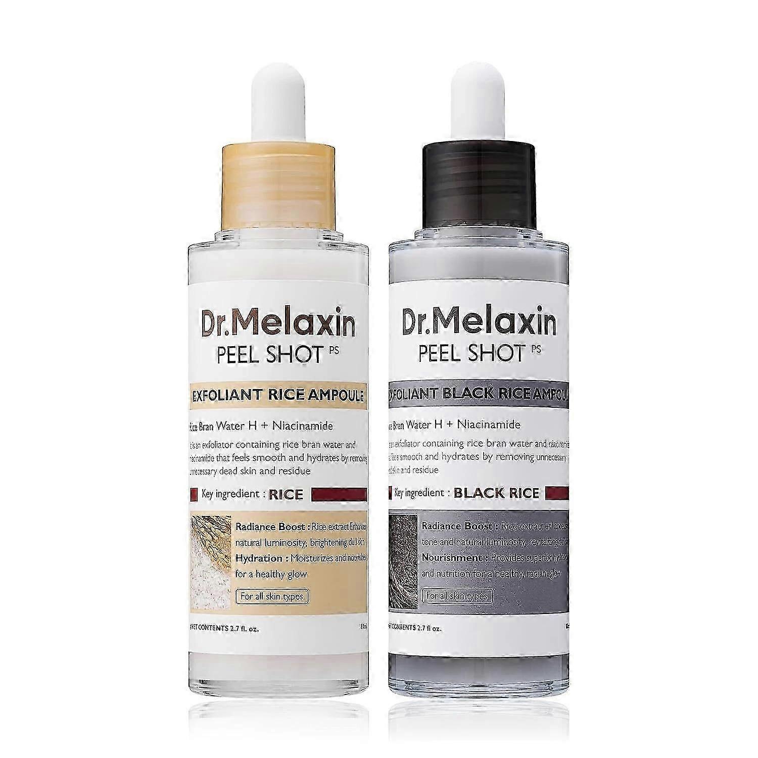 Peel Shot Glow Rice Ampoule Duo - Απολεπιστικό scrub λευκού και μαύρου ρυζιού για πρόσωπο και σώμα, αφαίρεση νεκρών κυττάρων και μαύρων στιγμάτων για όλους τους τύπους δέρματος