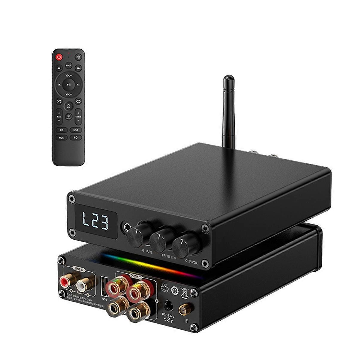 Leistungsverstärker 2 STÜCKE TPA3116D2 Bluetooth 5.3 Klasse D 2.0 Audioverstärker 200 W USB-Eingang mit Fernbedienung EU-Stecker