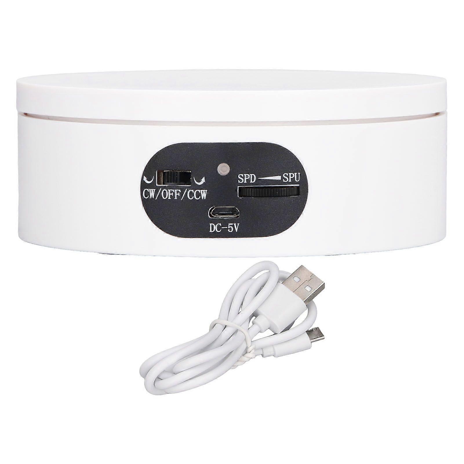 Rotating Display Stand 5.5lb Load Capacity 360 Degree Photography Turntable Plug in Battery Knob Speed Control White 12cm/4.7in