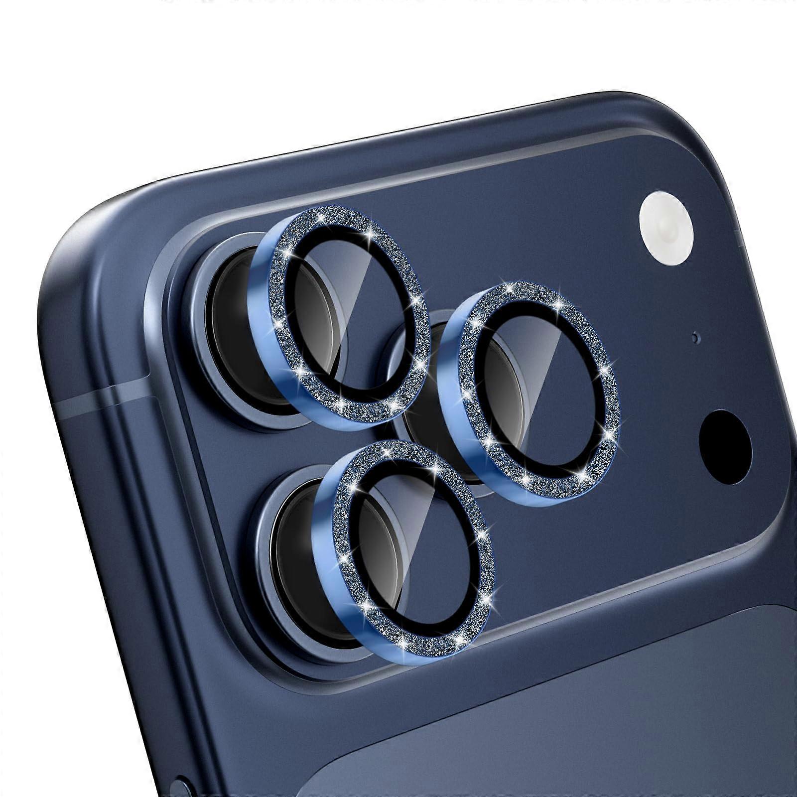 (Glitter Titanium Blue)Glitter Camera Lens Protector compatible with iPhone 17 Pro/iPhone 17 Pro Max, Anti-Scratch HD Tempered Glass, Shatterpr