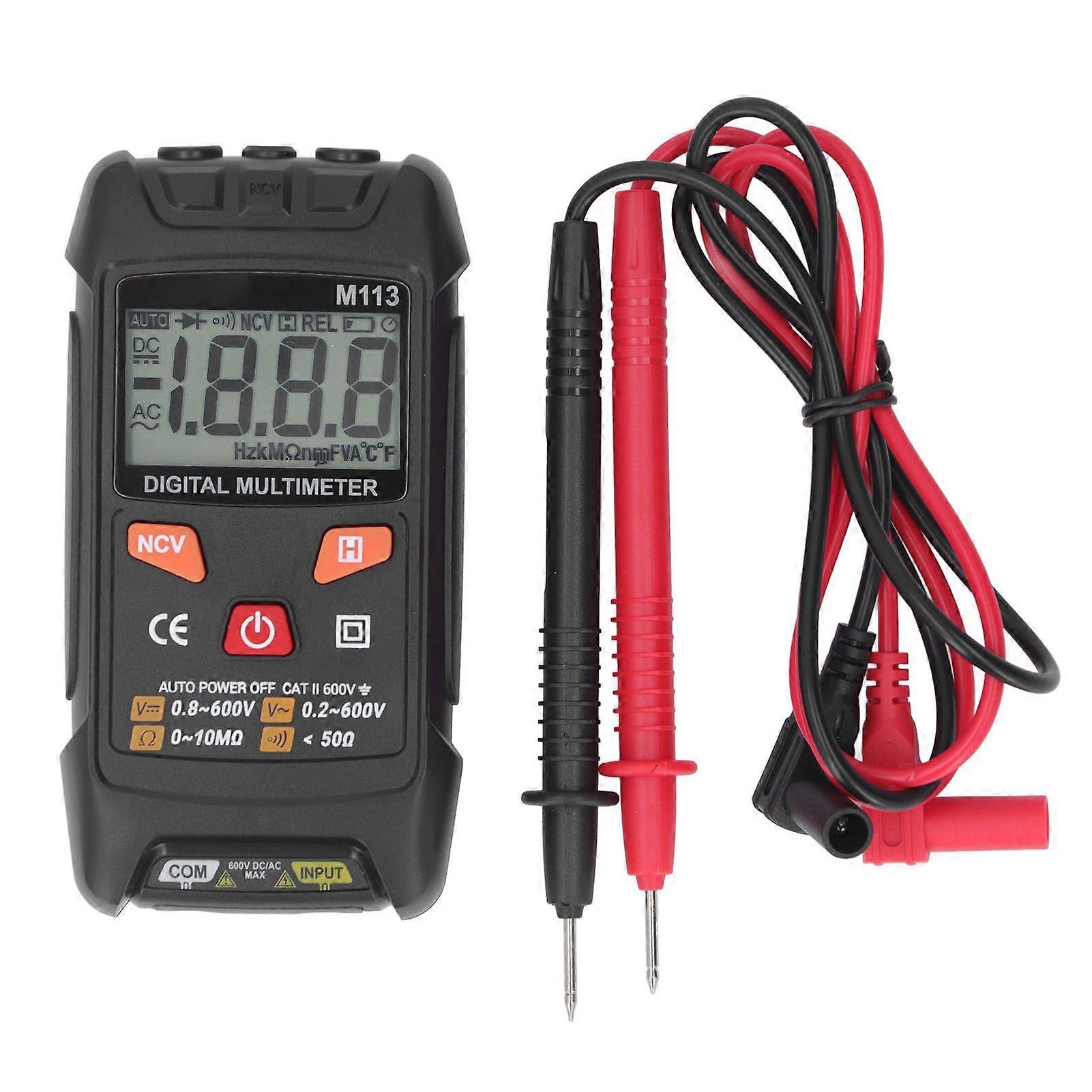 Multimeter Digital Auto Ranging Kit AC Voltmeter Ammeter Ohmmeter High Accuracy Portable Electrical Tester Black