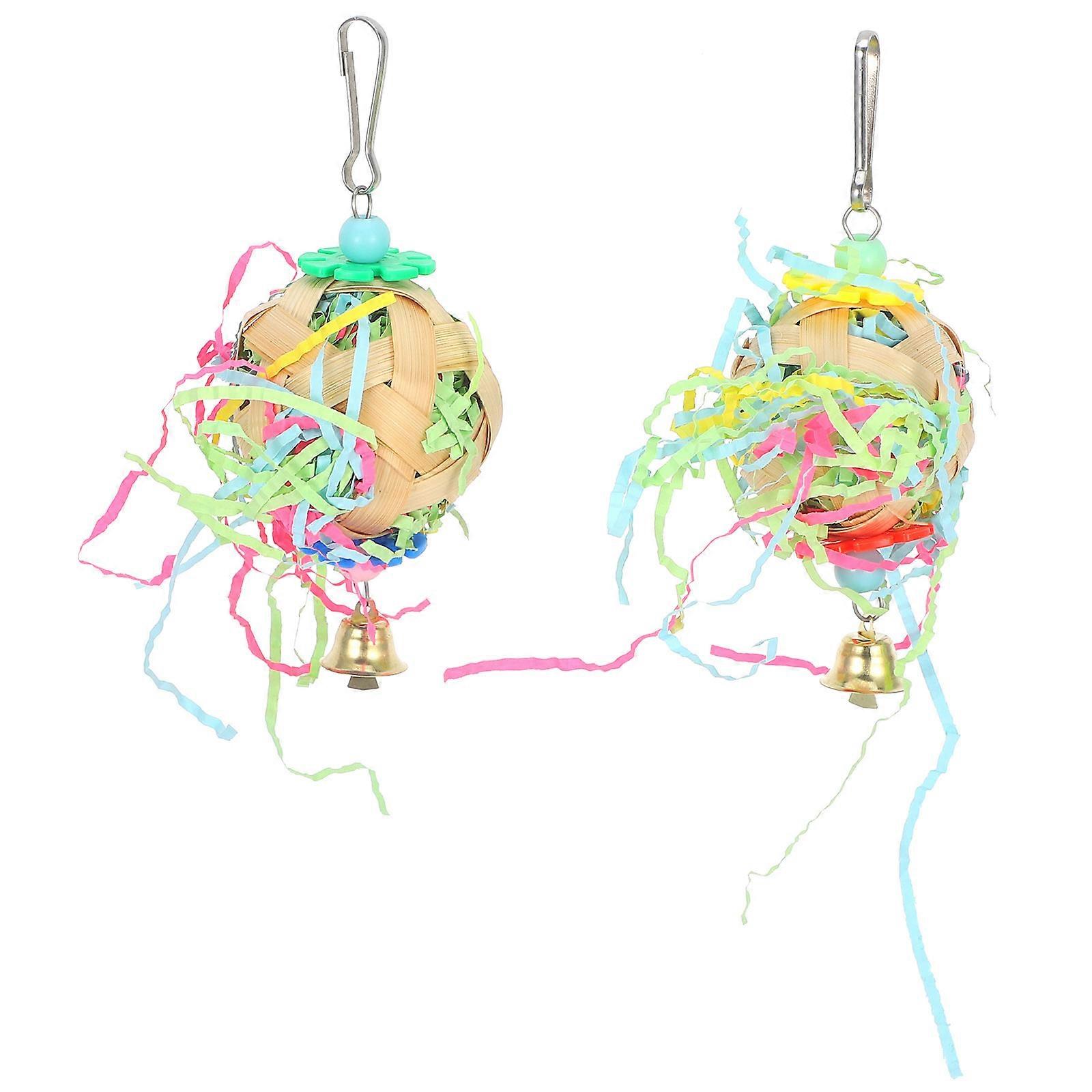 6 Pcs Bird Toy For Pet Parrots Indoor Recreational Activity Multi Colored Beak Maintenance Cage Accessory