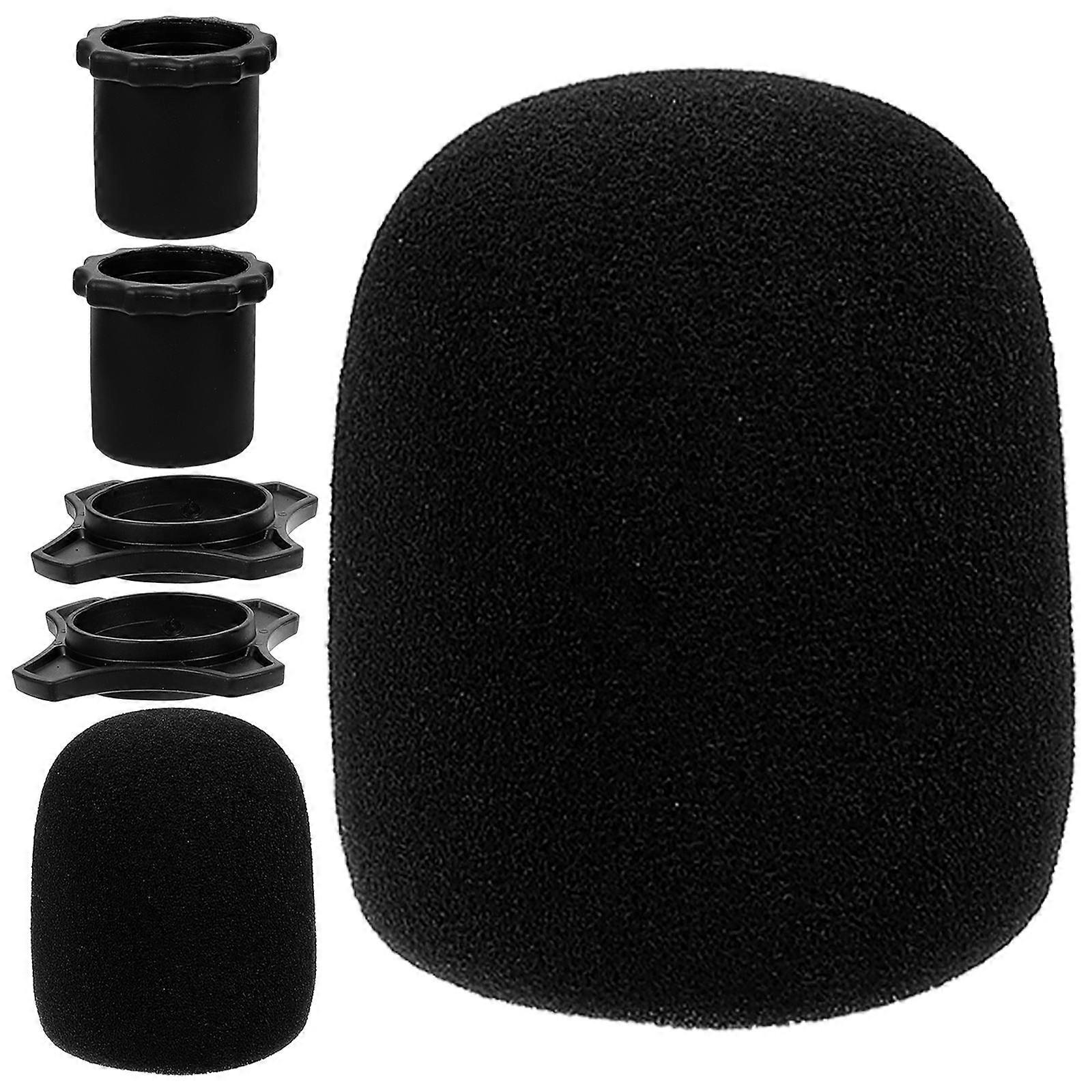 Mic Sponge Cover for Microphone Protection 2Sets Black Sponge Material