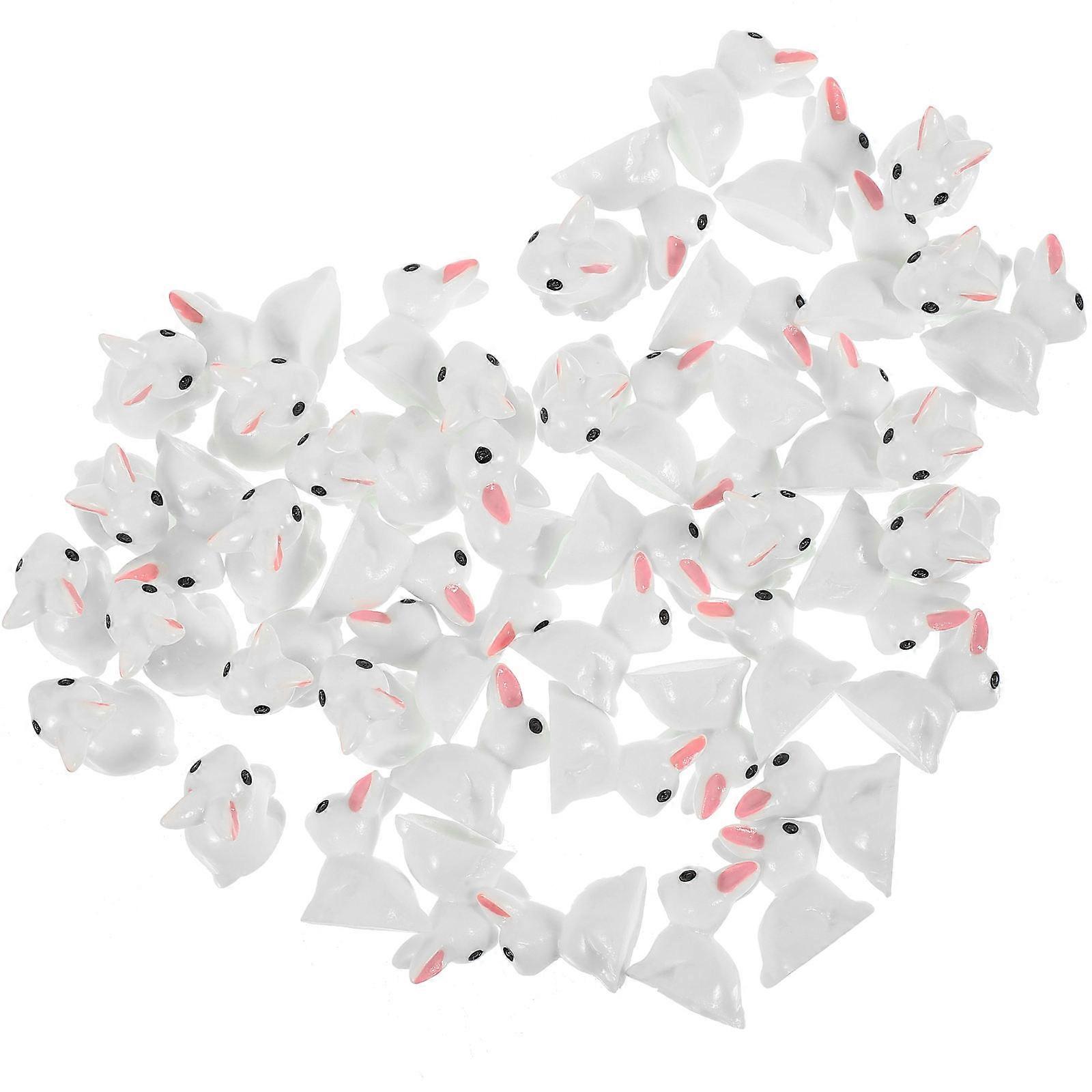 Resin Rabbit Figurine Mini Bunny Decor for Micro Landscape 250Pcs