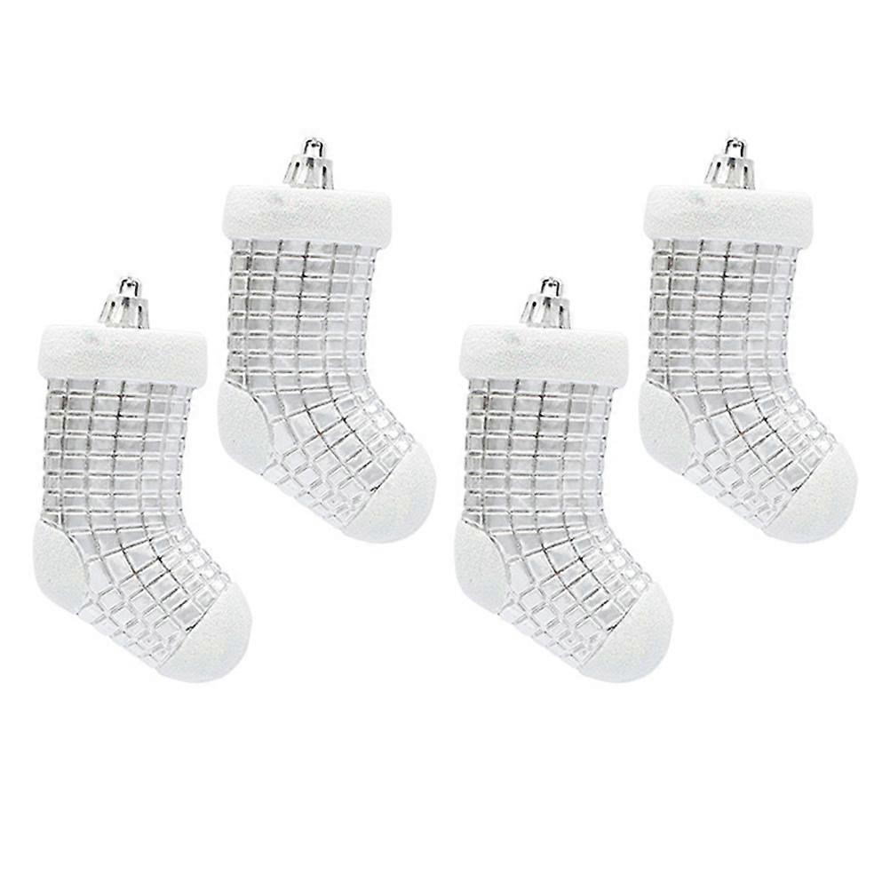 Christmas Tree Pendant 8 Pcs Decorative Xmas Stocking Sock Design Perfect For Holiday Party Festive Atmosphere Enhancement In Silver Color