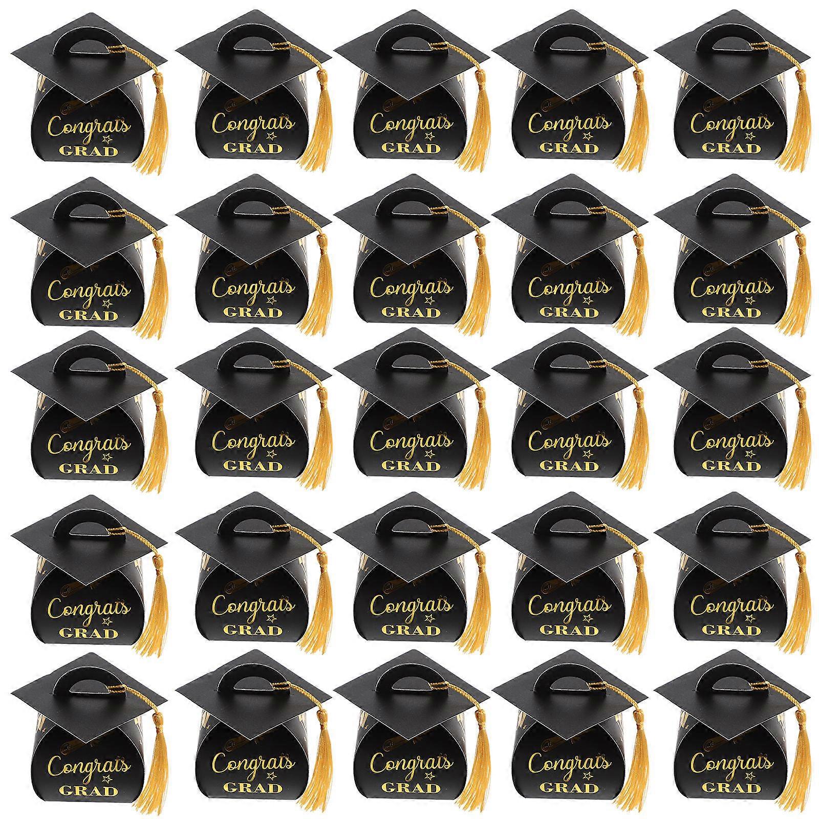 Graduation Cap Boxes Graduation Party Candy Boxes for Packaging 200Pcs Tassel