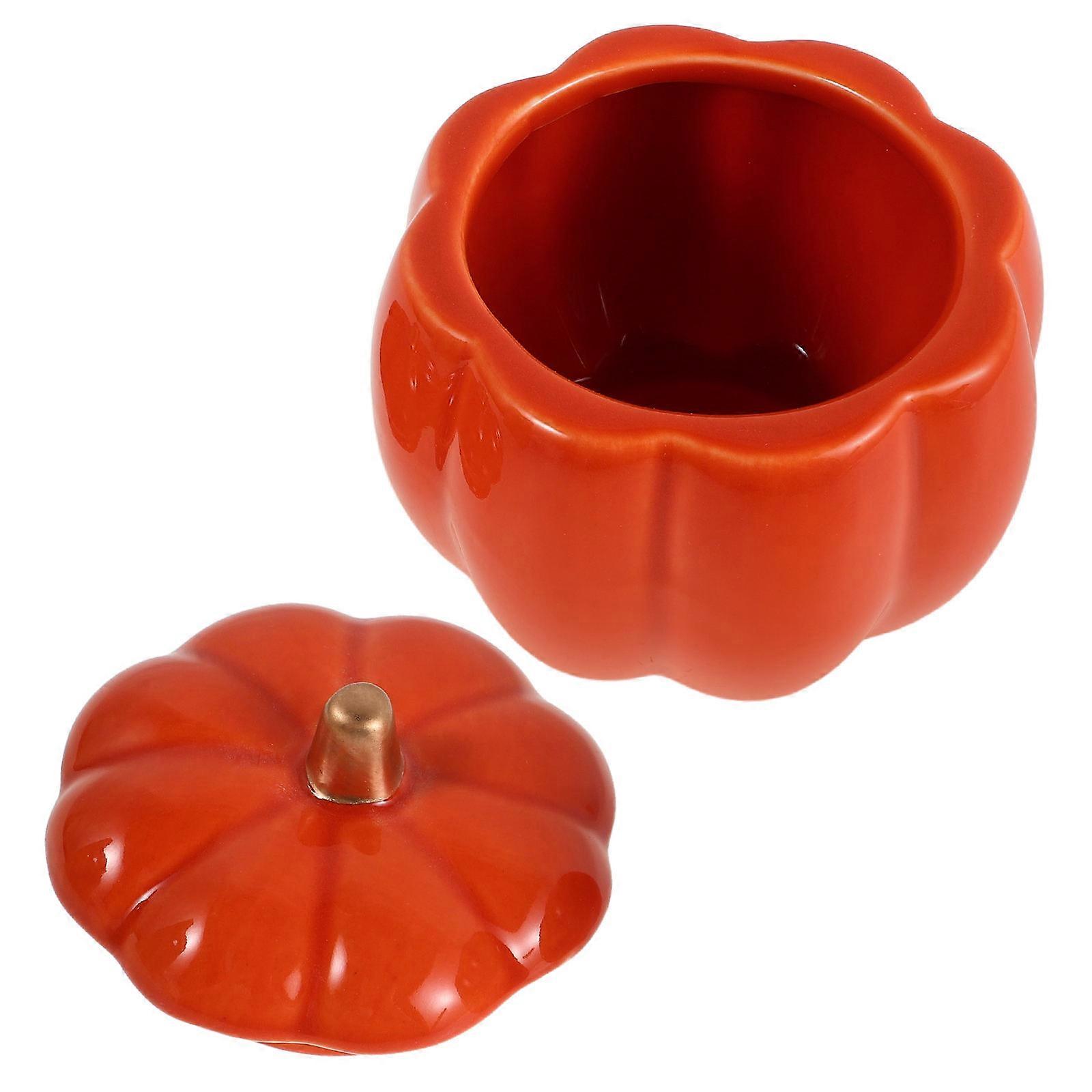 Ceramic Pumpkin Bowl For Serving Soups Desserts And Stews In Orange Color With Lid For Festive Occasions 2Pcs