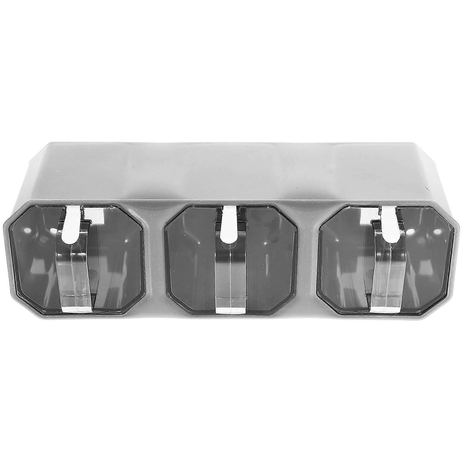 Condiment Storage Container 2 Sets Spice Jars Light Grey Reusable 3-Grid Kitchen Storage Organized with Freshness Protection