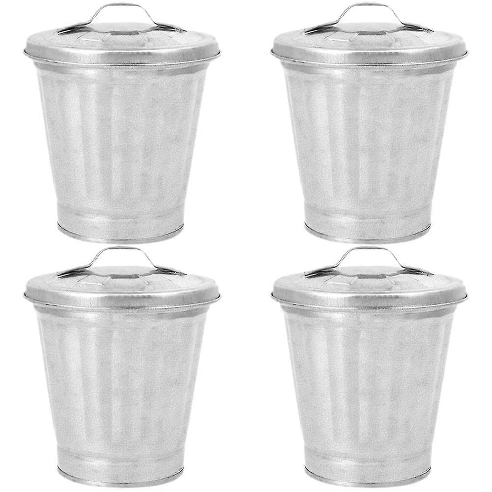 Silver Desktop Trash Can Metal Garbage Can for Office Use 16Pcs