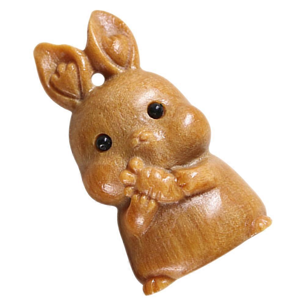 Wooden Bunny Statue for Easter Rabbit Figurine Tabletop Decor