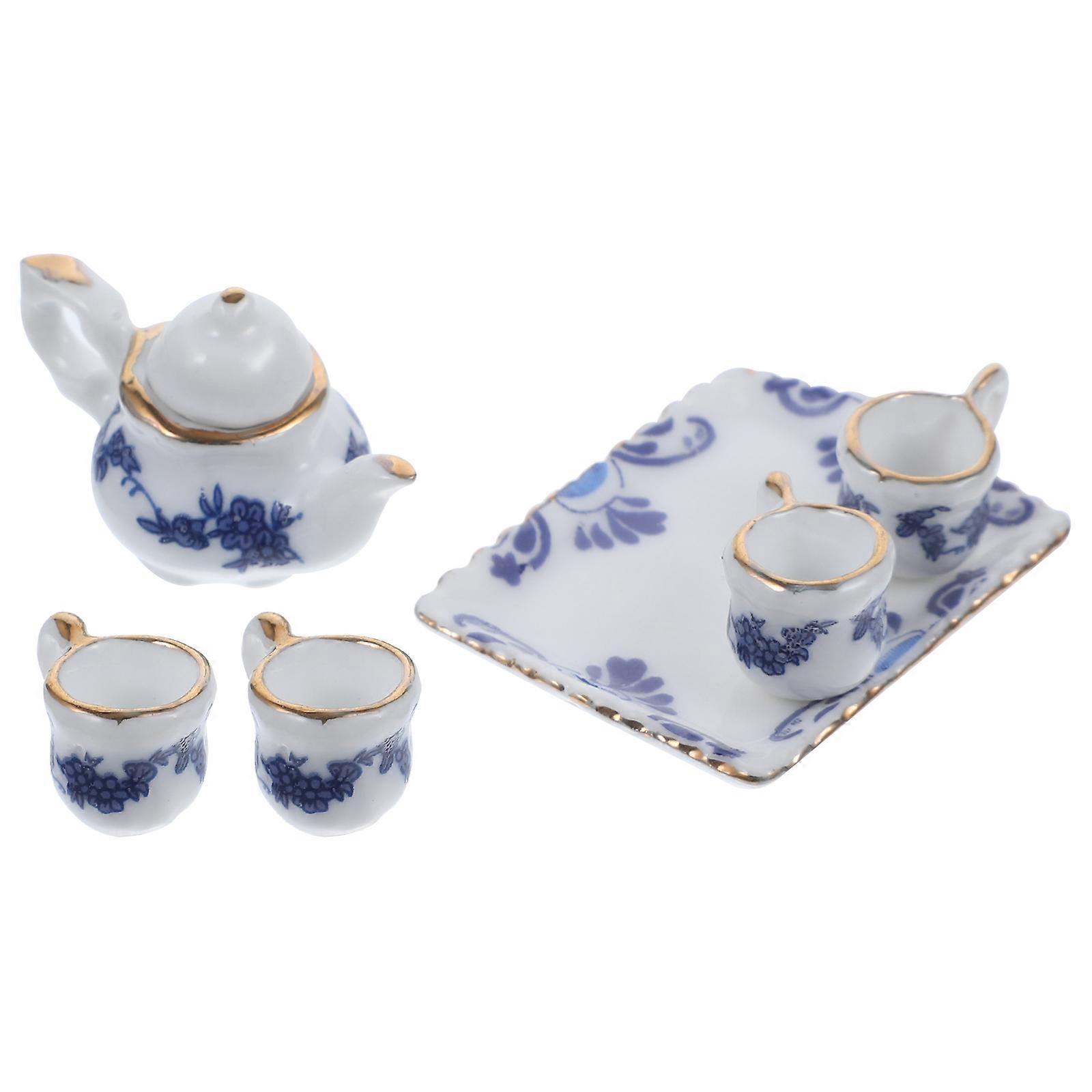 Miniature Ceramics Tableware Tea Set for Decoration Mini House 3Sets