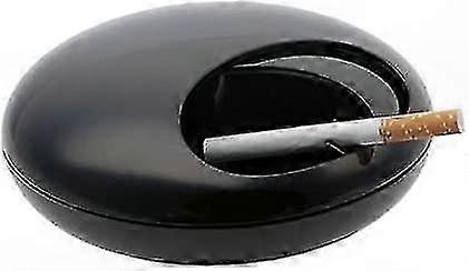 Black Pebble Ashtray with Cover