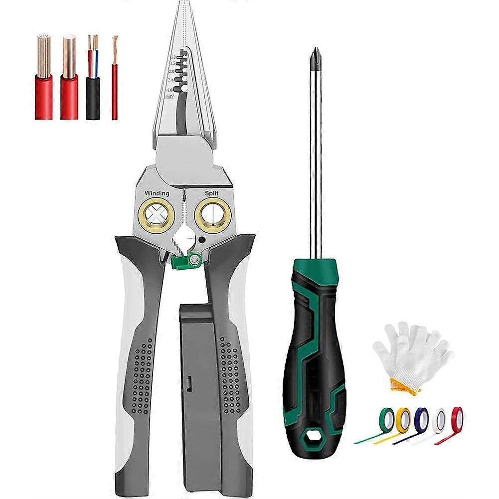 Wire Stripper Tool Pinzas Electricista with Voltage Tester Stripping Tool Cable Stripper Cutter Crimper for Cutting B