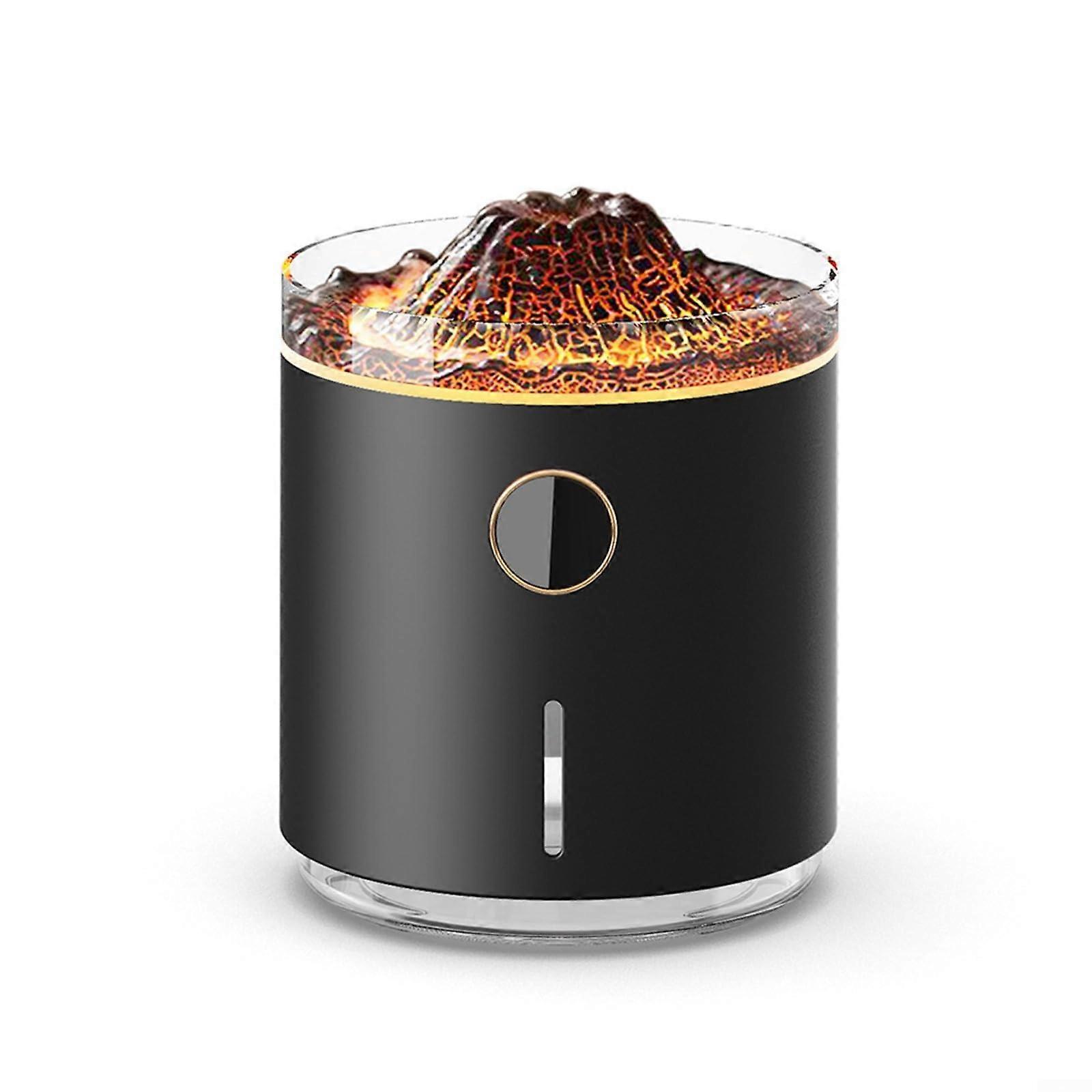 Flame Aroma Diffuser With Volcanic Effect, 350mL Humidifier, ABS/PP, Quiet, 2H/8H Timer, Auto ShutOff, Red Blue Black