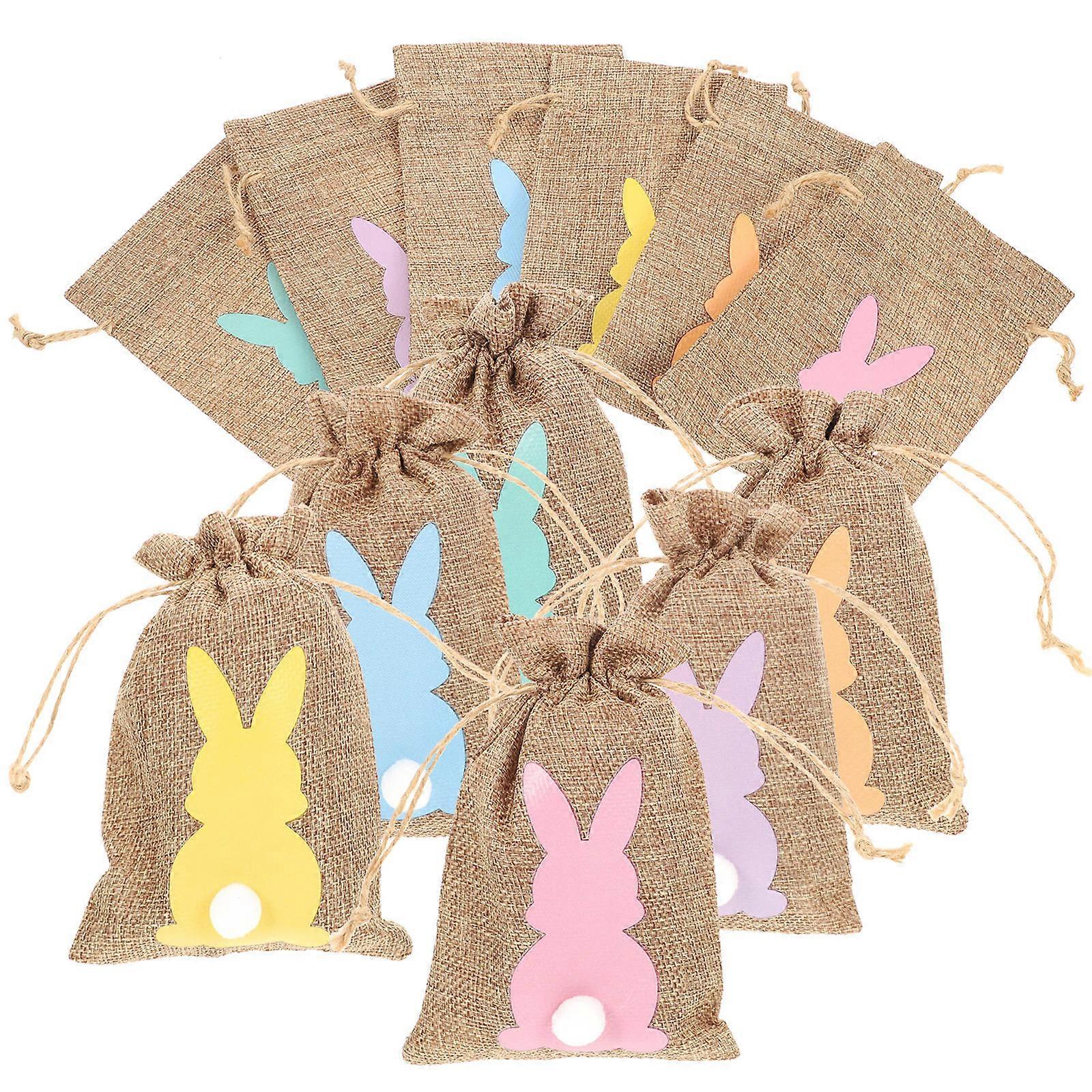 Easter Burlap Drawstring Bags for Gift Wrapping 96Pcs Mixed Colors