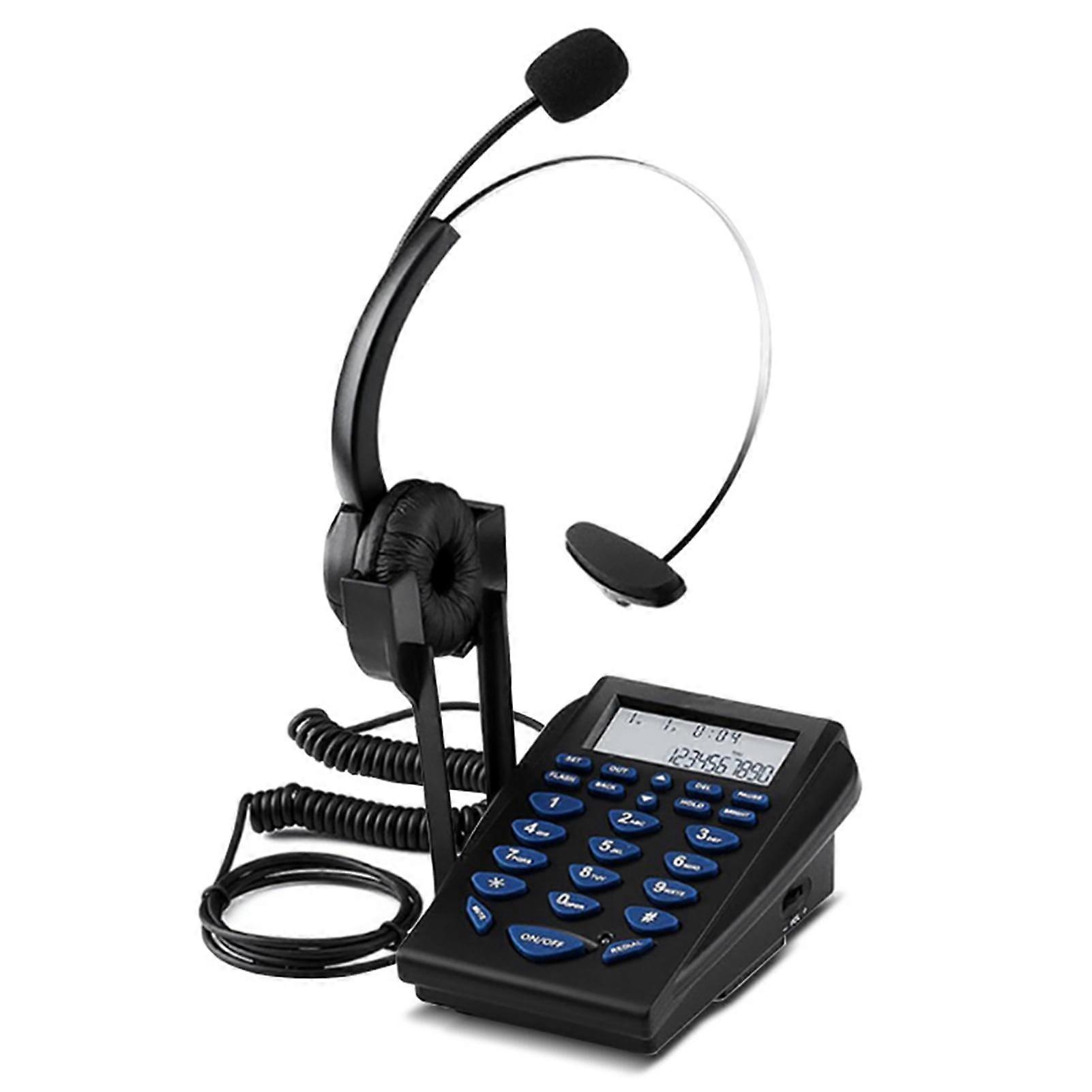 Htovila Call Center Phone with Noise Cancelling Monaural Headset, Clear Voice, Redial, Compatible with Office/Home Use