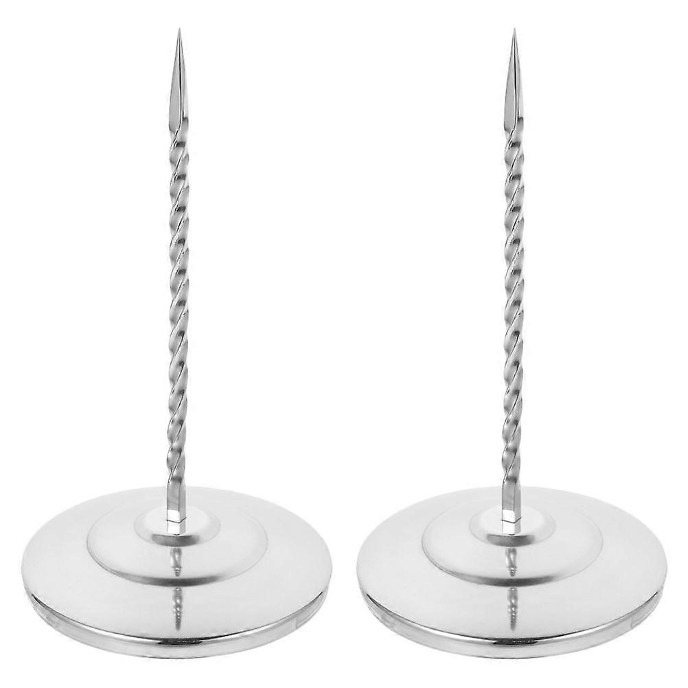 2Pcs Silver Reception Ticket Holder Display For Document Management In Office And Restaurant With Stable Stainless Steel Material