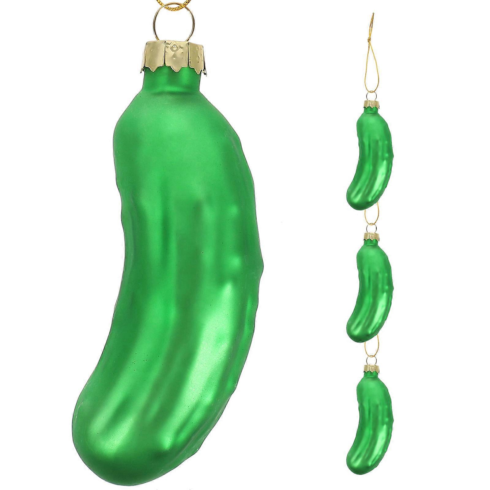 Festive Hanging 15 Pcs Green Glass Cucumber Pendants For Christmas Tree Decorative Use In Family Gatherings
