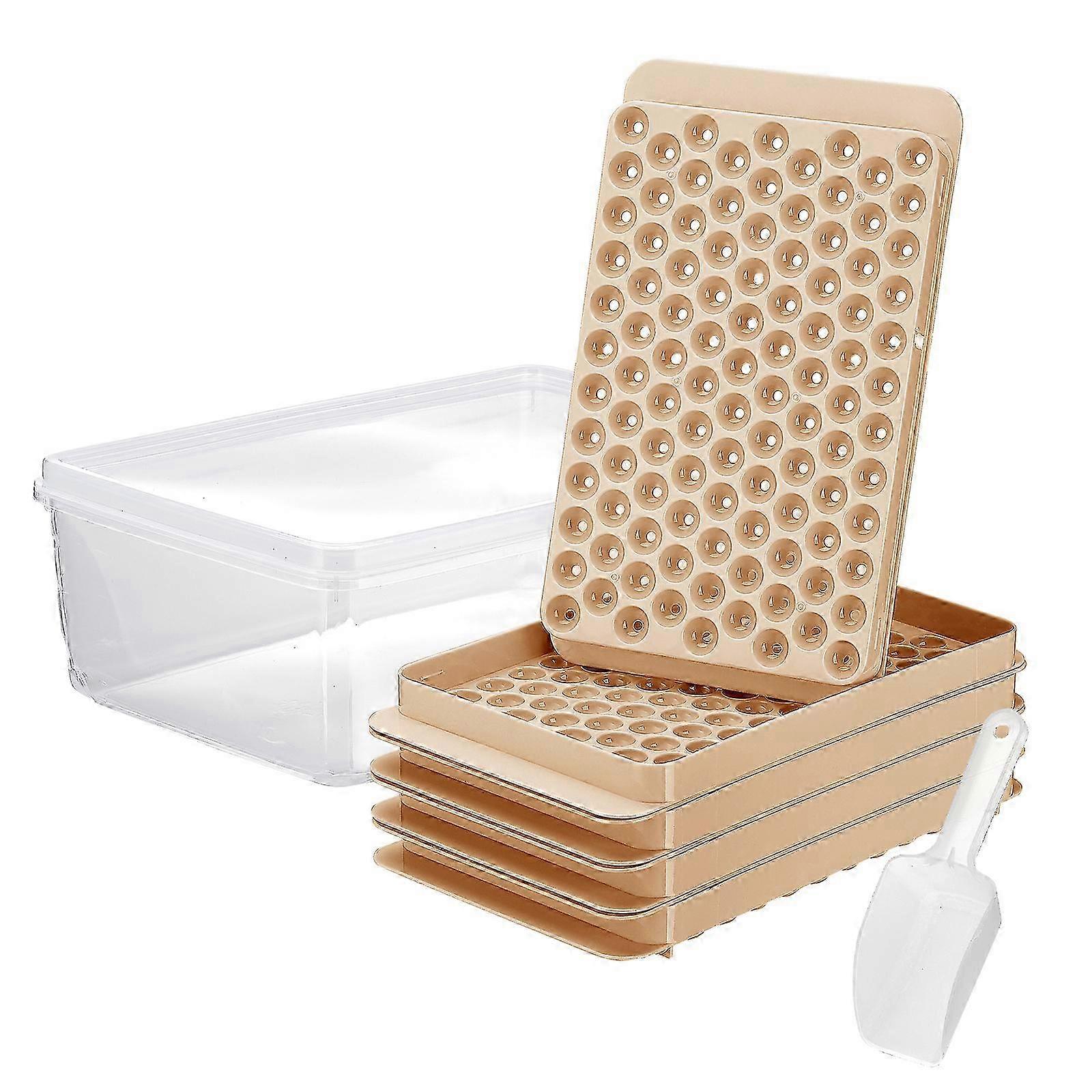 Powder 4-Layer Ice Tray with 104 Grid Round Ice Cube Mold and Shovel Kit