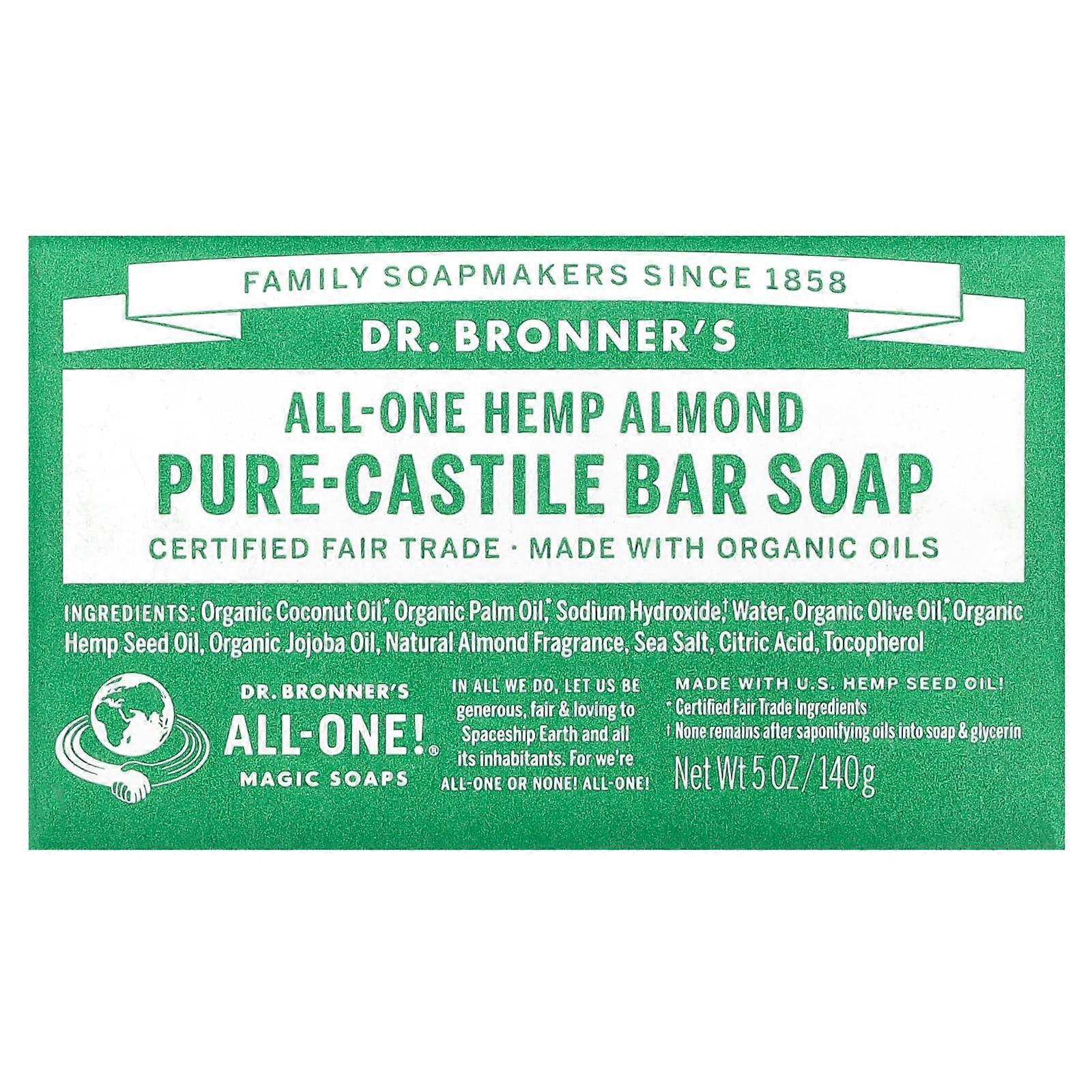 Pure-Castile Bar Soap, All-One Hemp Almond, 5 oz (140 g)