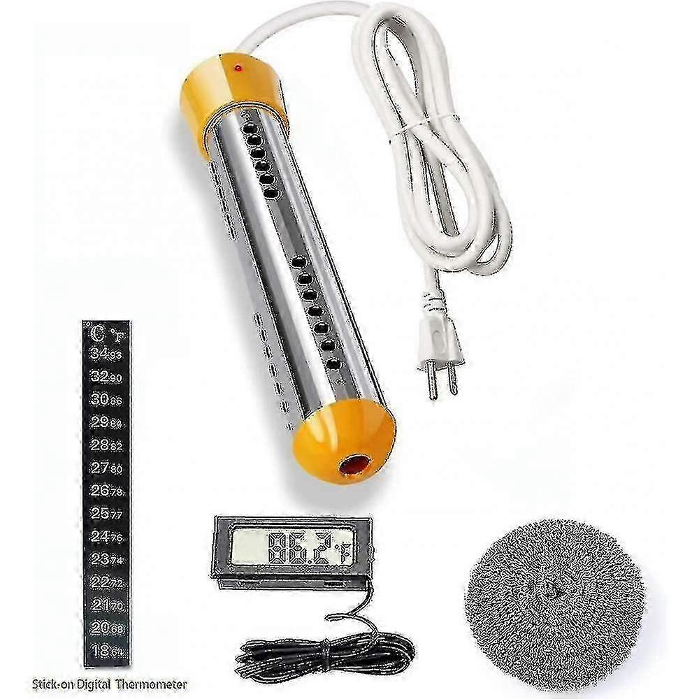 High Power 1500W Electric Water Heater Element Immersion Heater with Temperature Gauge - Boiling Bath Water, Protective Cover for Tubs, Basi