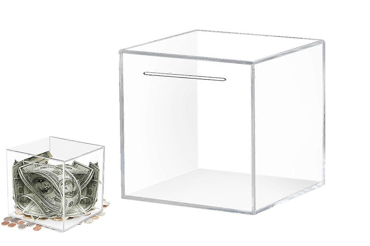 Piggy Bank Acrylic Clear Dustproof Cube Money Boxes Storage Money Saving