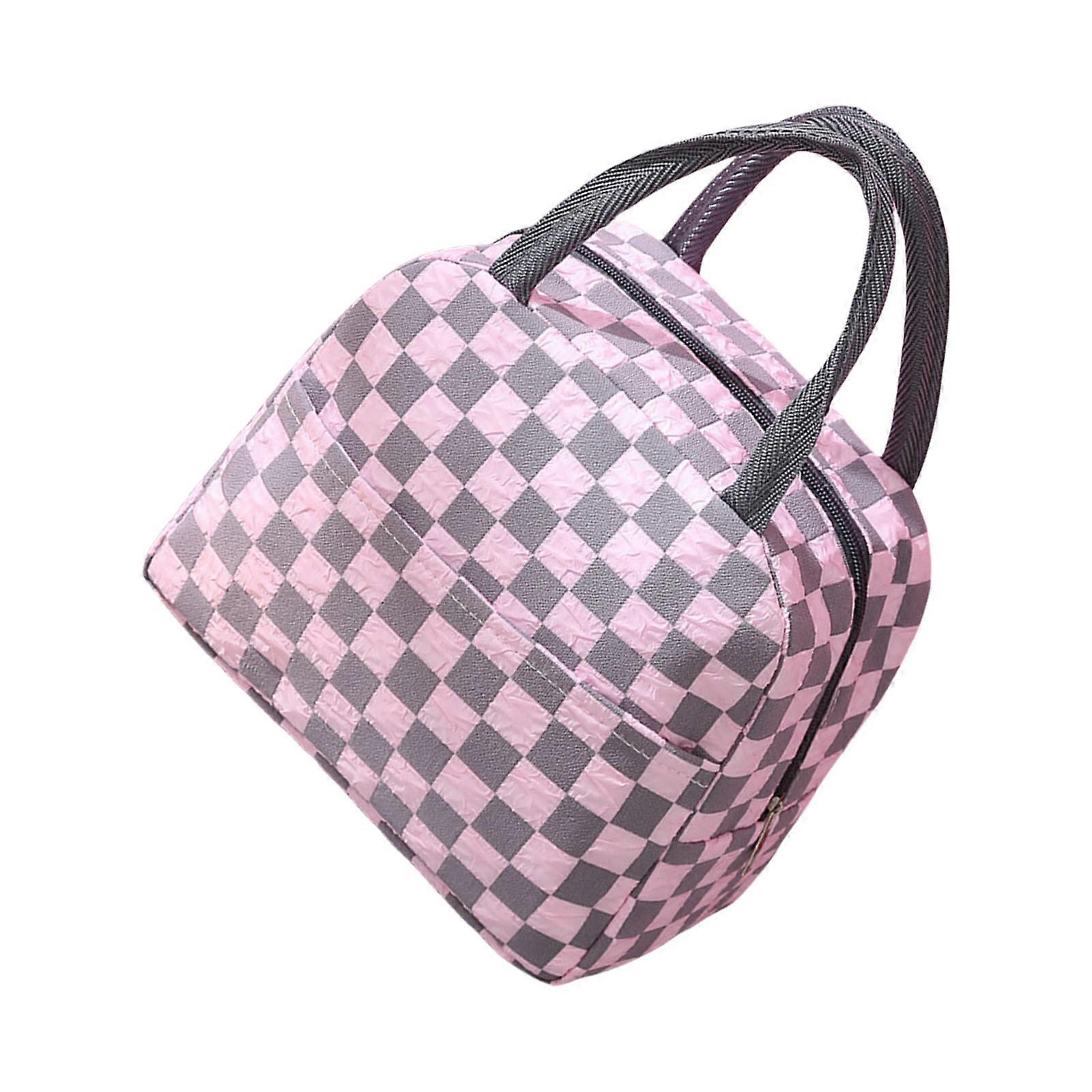 Spacious Insulated Picnics Bag With Bubble Grid Structure Waterproof Lunch Carriers For Office Hiking School Use  Pink