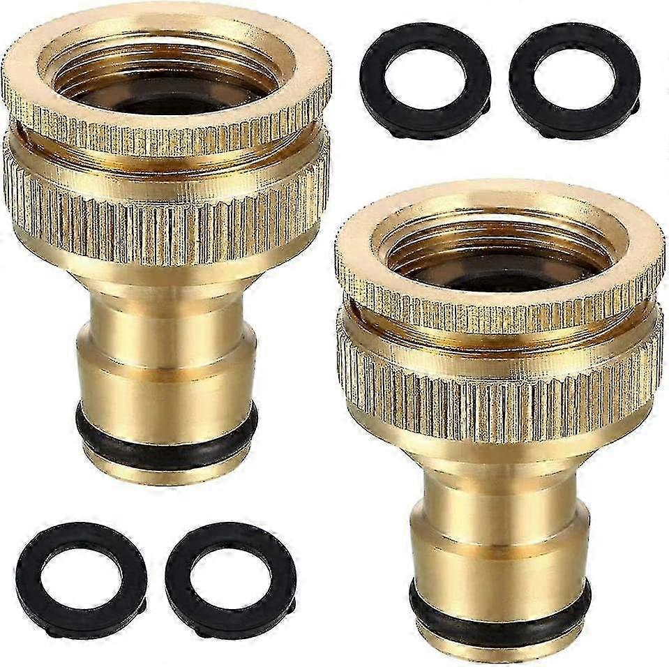 2-Pack Brass Hose Adapters 1/2" & 3/4" Threaded Connectors for Garden/Kitchen Taps
