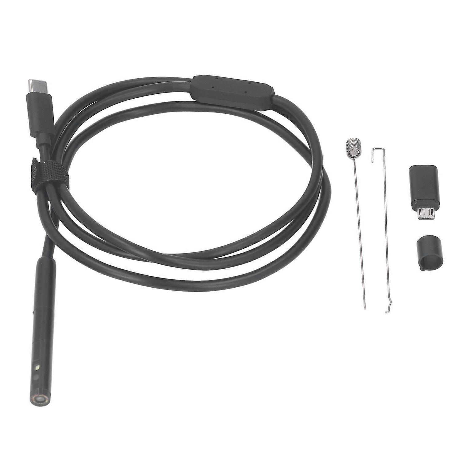 USB C Endoscope Camera 1920P Dual Lens IP67 Waterproof Inspection Camera with Semi Rigid Cable for M