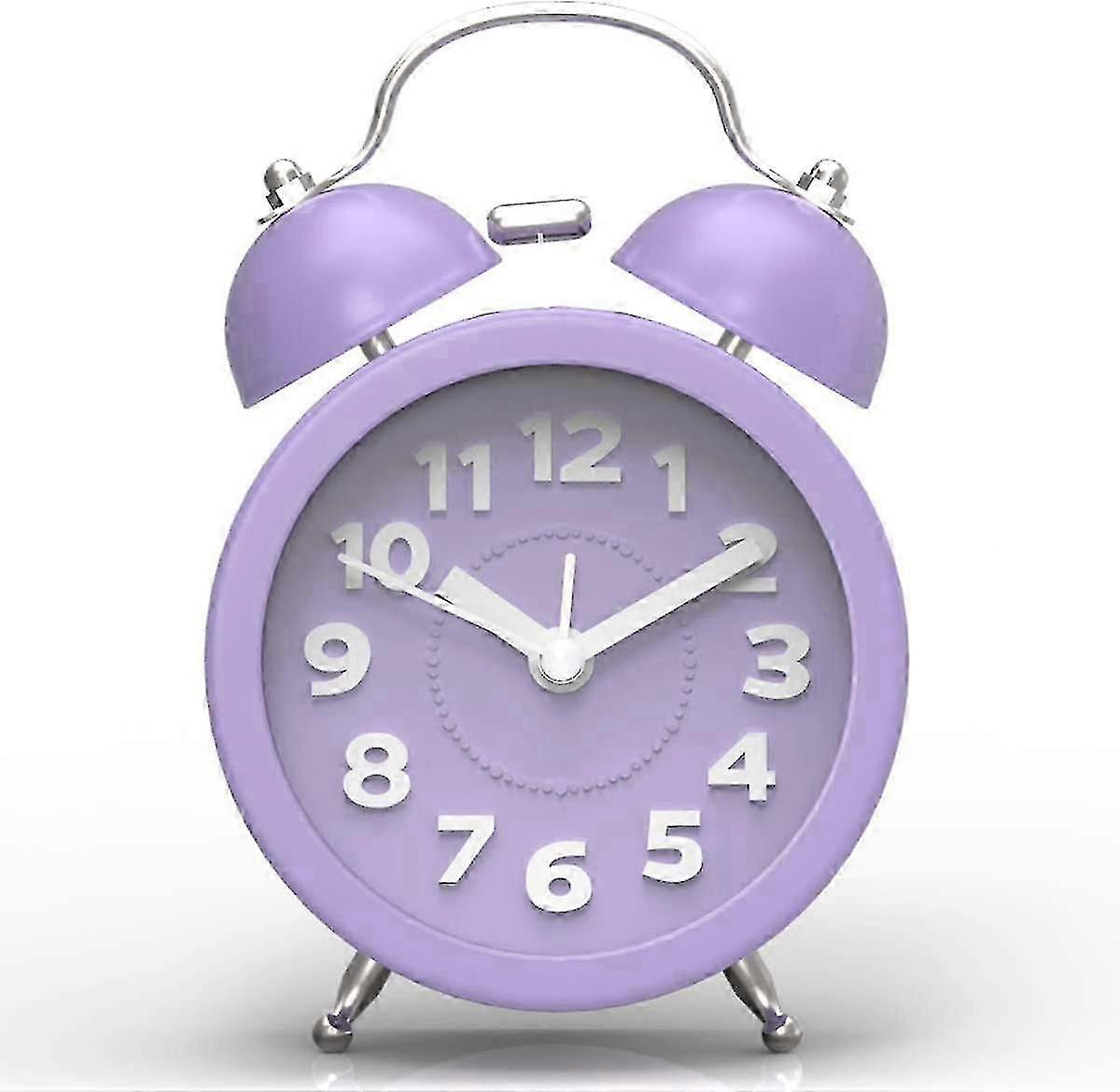 Loud Alarm Clock for Heavy Sleeper, Small Twin Bell Alarm Clock,Simple Retro Clock for Bedside, Battary Powered (Purple) SZRG A-S -521